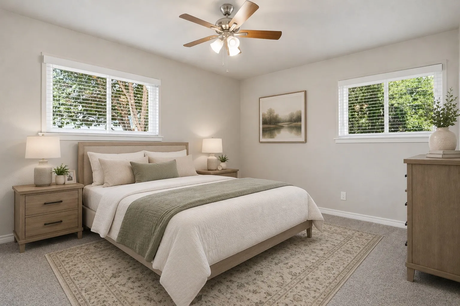 Primary bedroom - virtually staged with AI