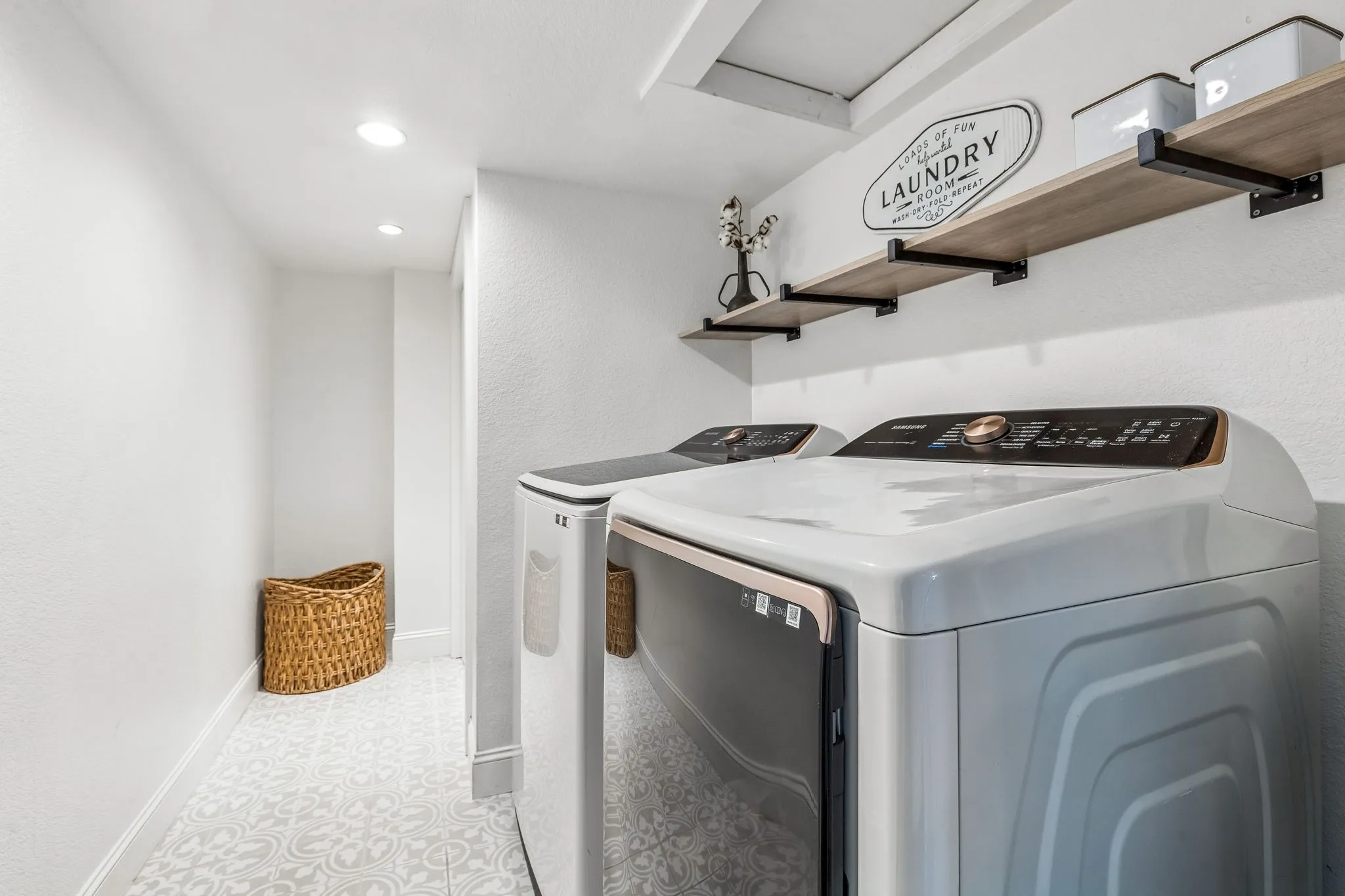 Dedicated laundry space with extra storage