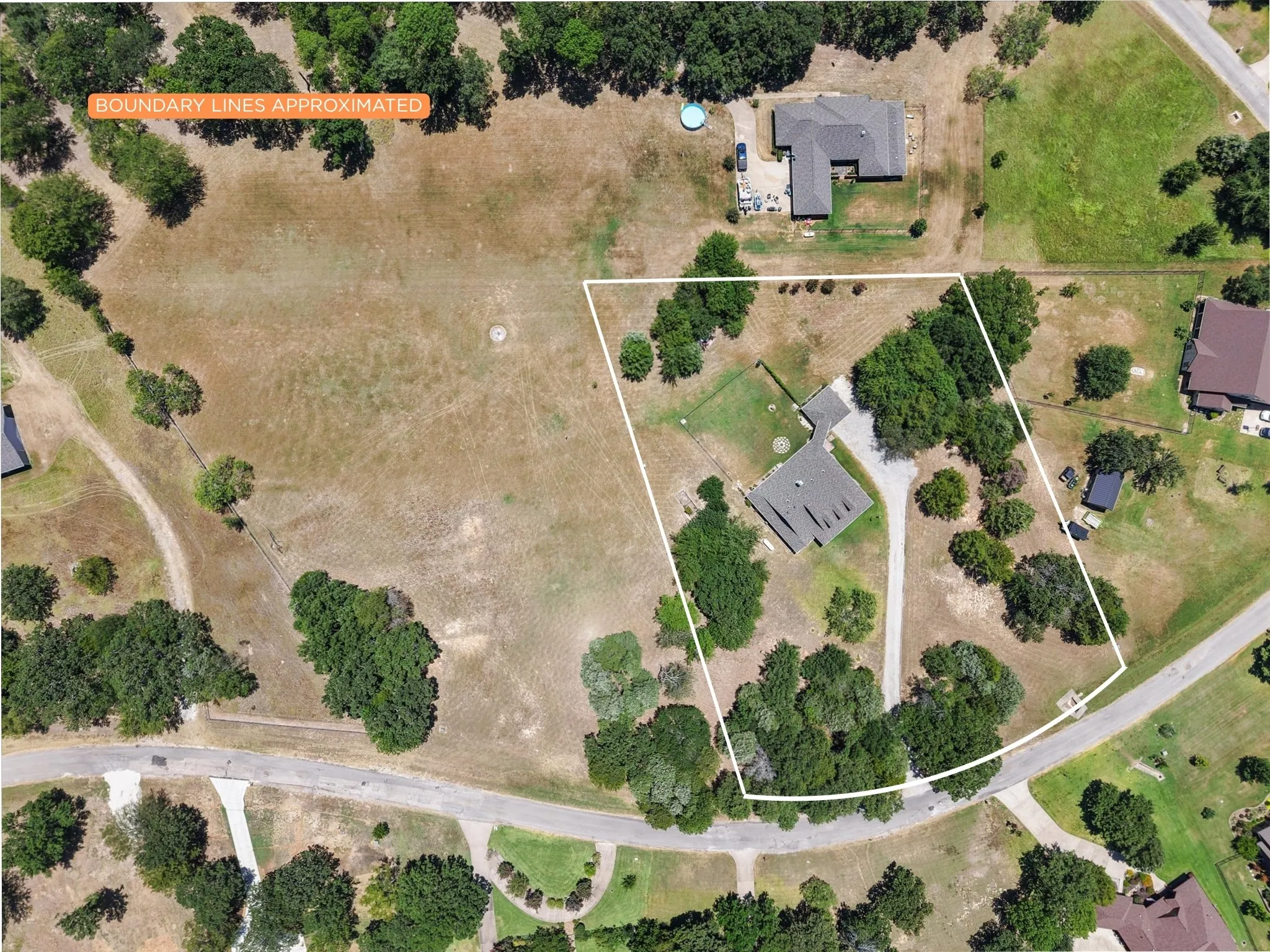 Approximate boundary view highlights the generous 2.18-acre homesite at 276 Jackson Circle.