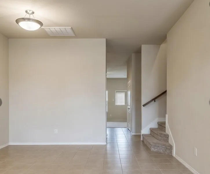 Neutral-toned interior with tile flooring