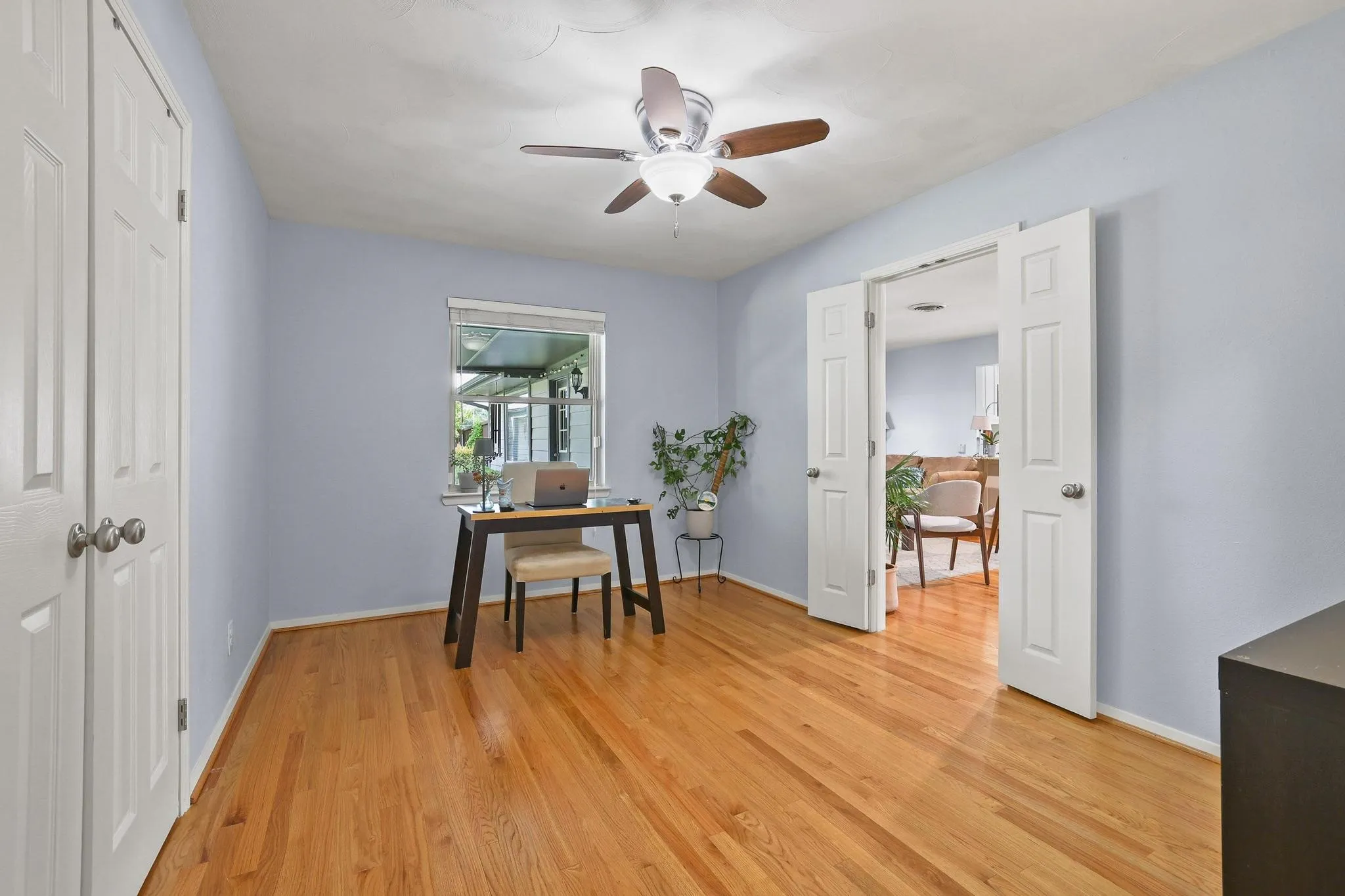 This flex space can be used as an office, fitness room or guest bedroom