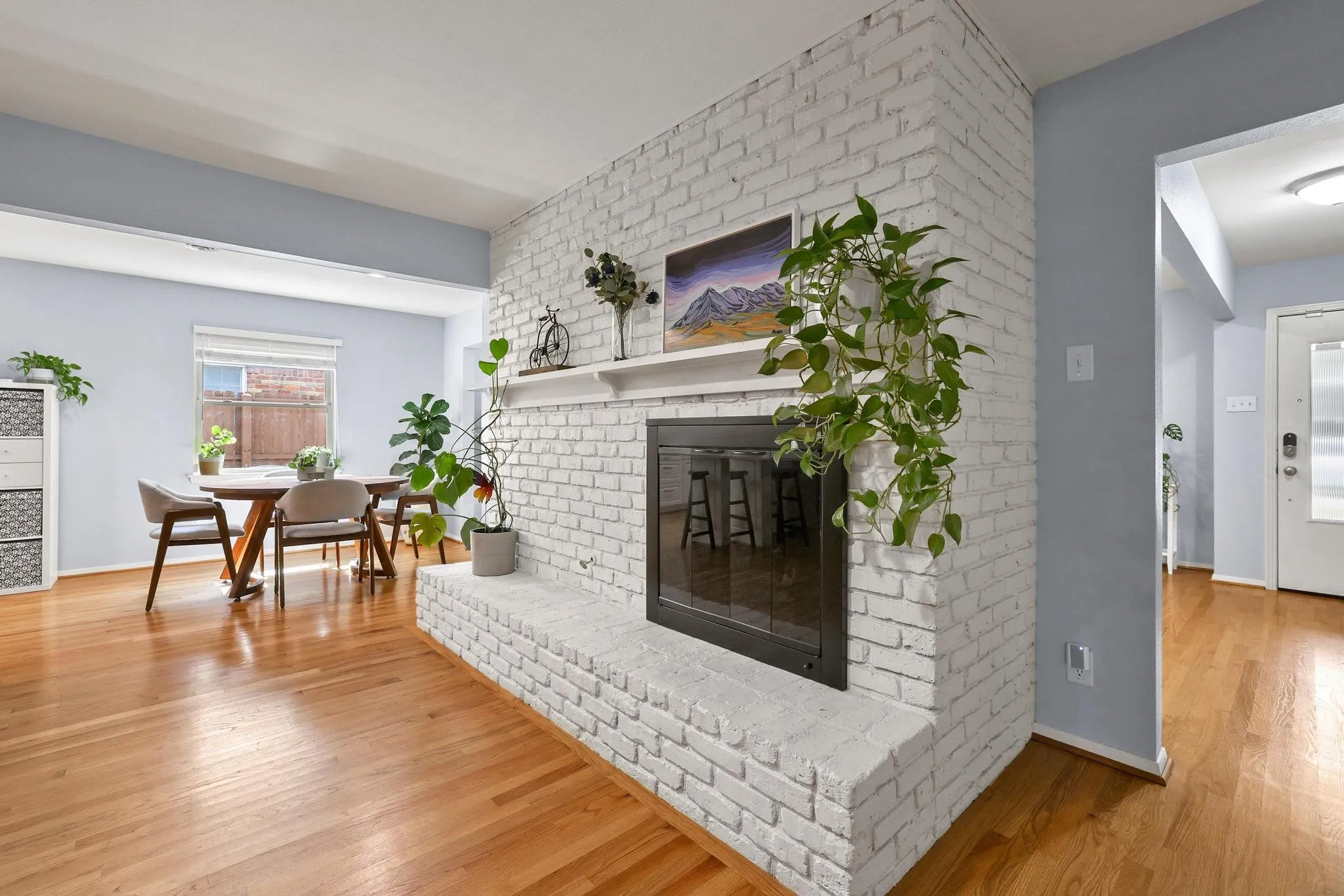 Gas fireplace warms up the family room for cozy winter nights