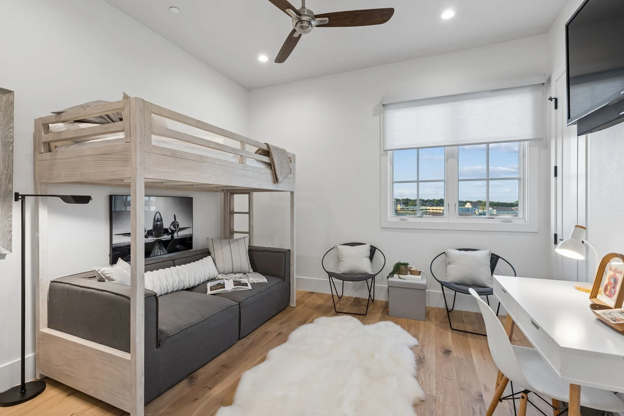 2nd bedroom King sized Includes en suite bathroom,
custom closet, and motorized shade for window.