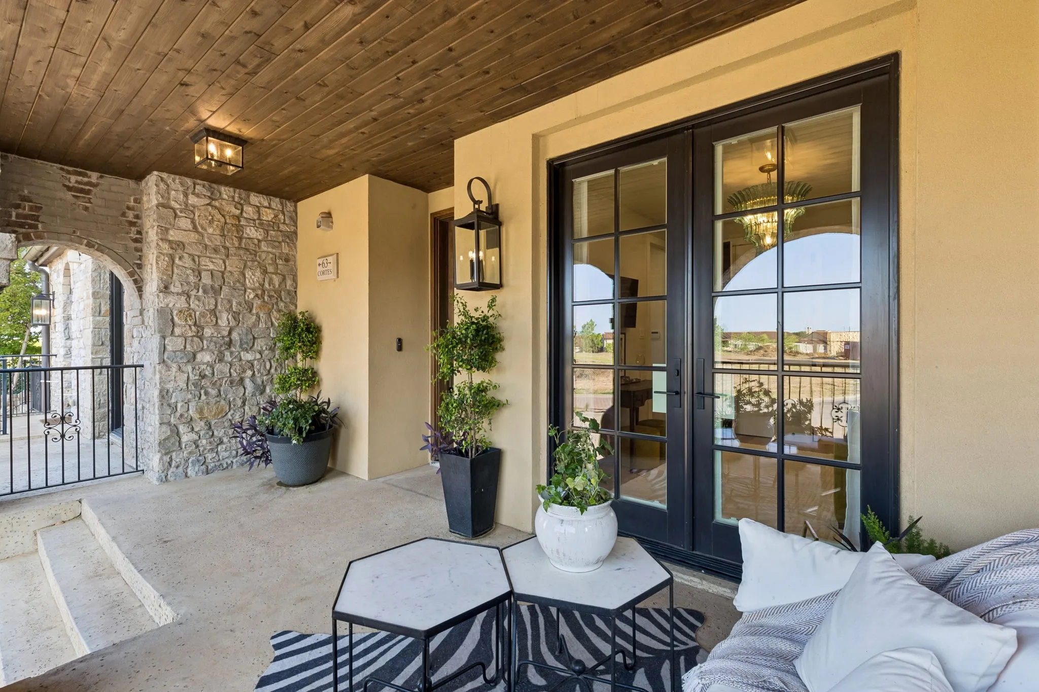 Large Covered Patio with French doors