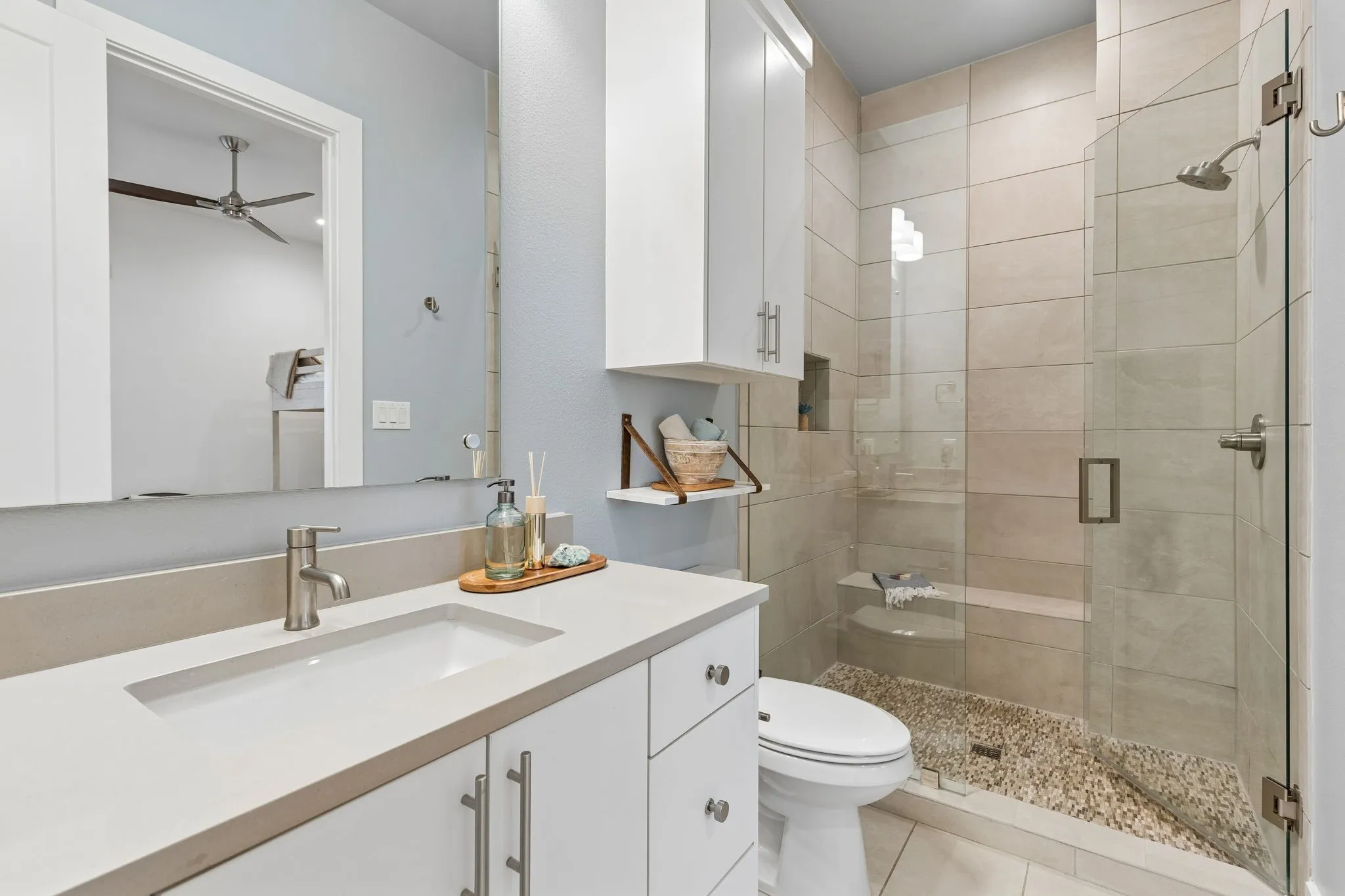 Freshly painted-huge walk in shower