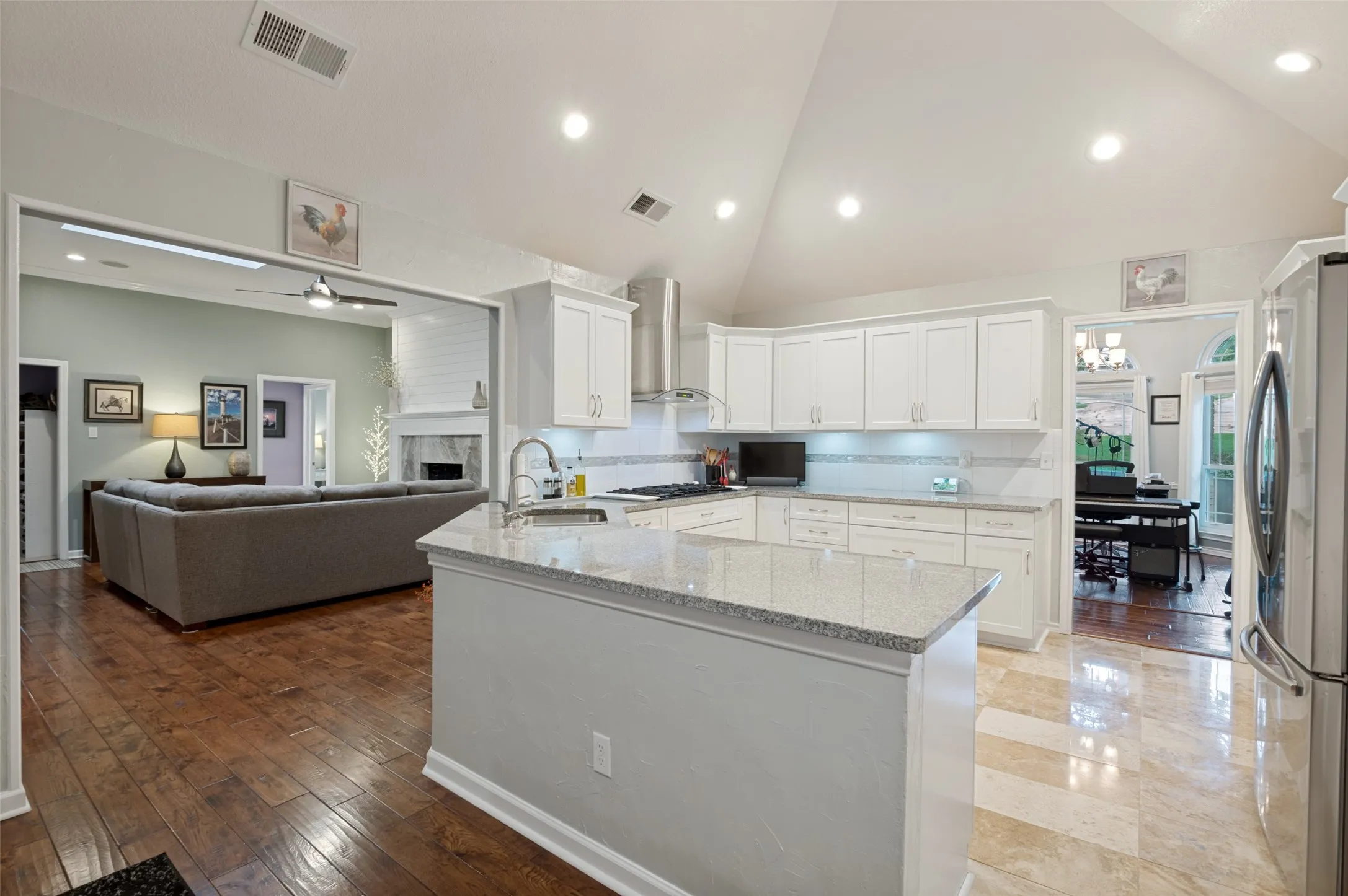Kitchen with Cathedral ceilings.