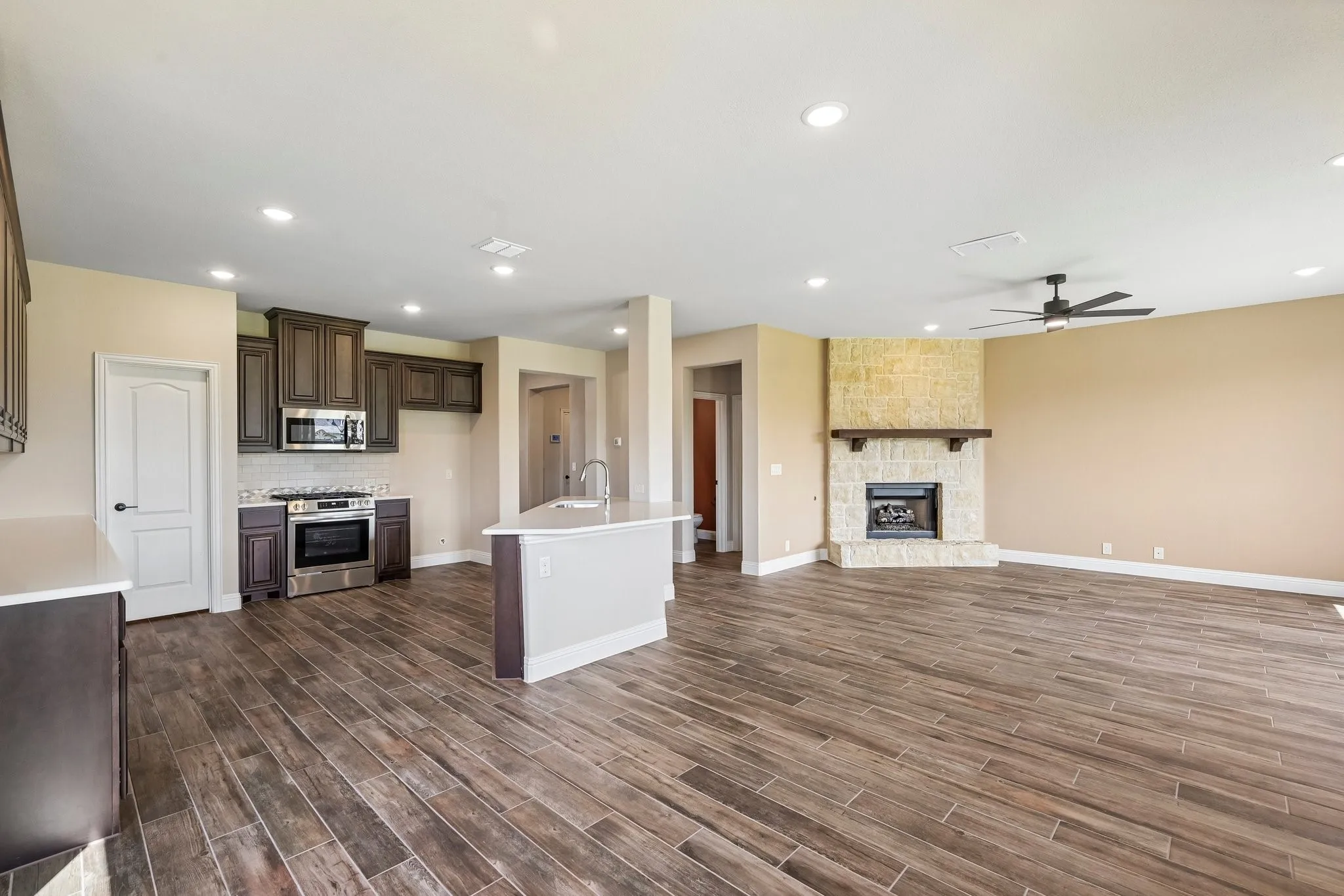 Open concept kitchen and living room