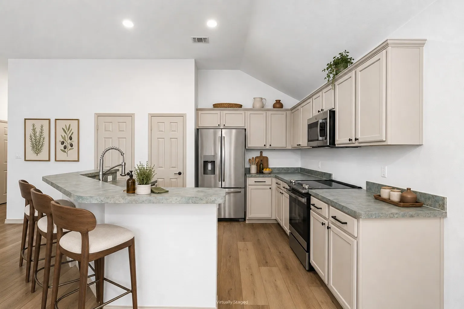 Eat-in kitchen and beautiful floors throughout this home