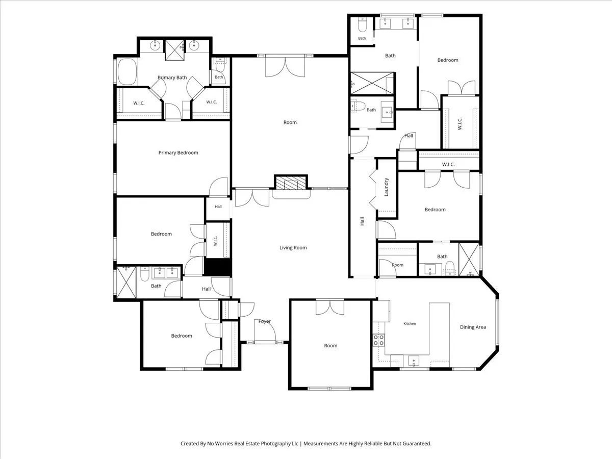 A comprehensive floor plan illustrating the home's highly functional layout, perfectly designed to maximize living space, privacy, and seamless entertaining.