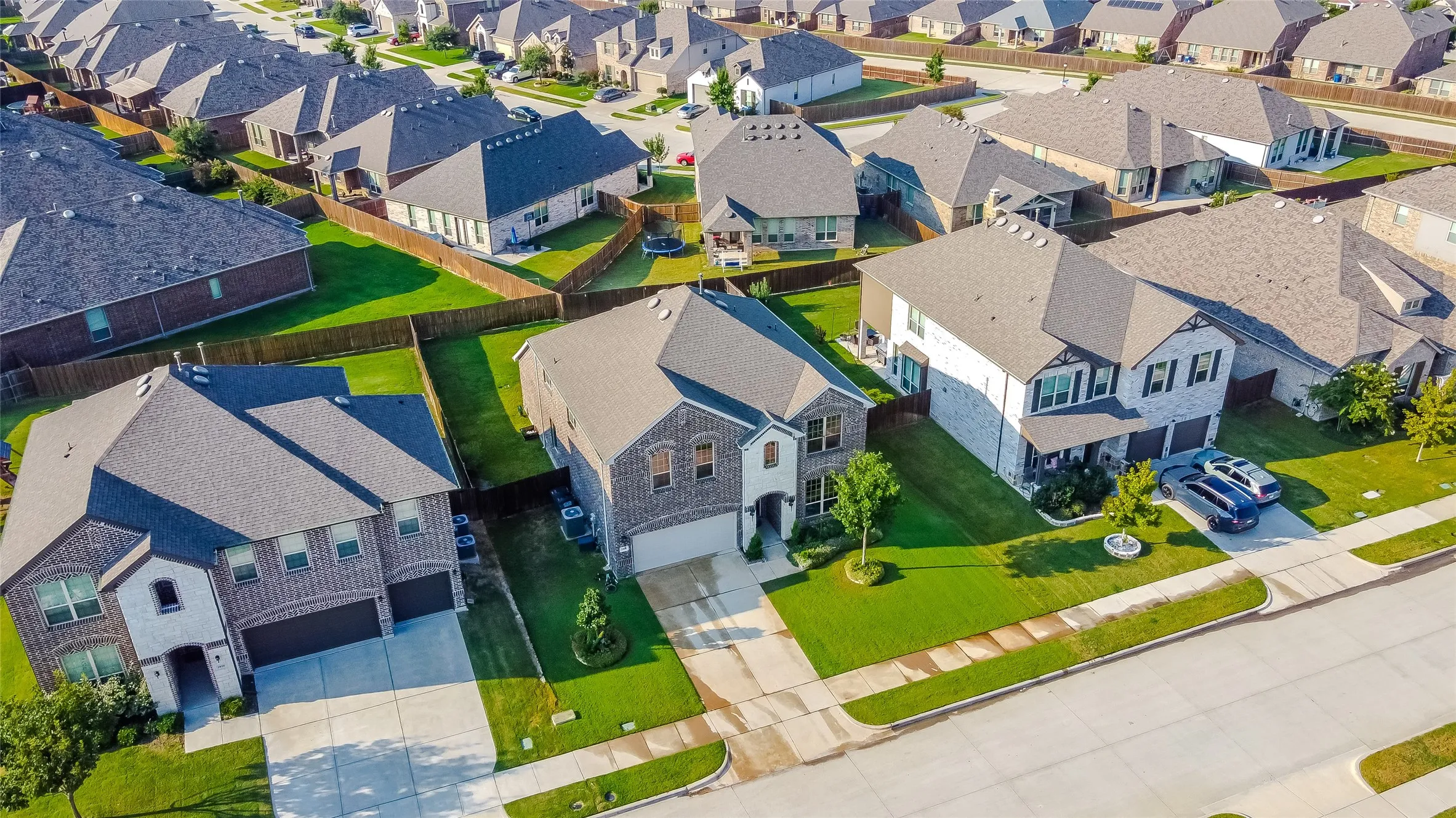 Aerial perspective of suburban area