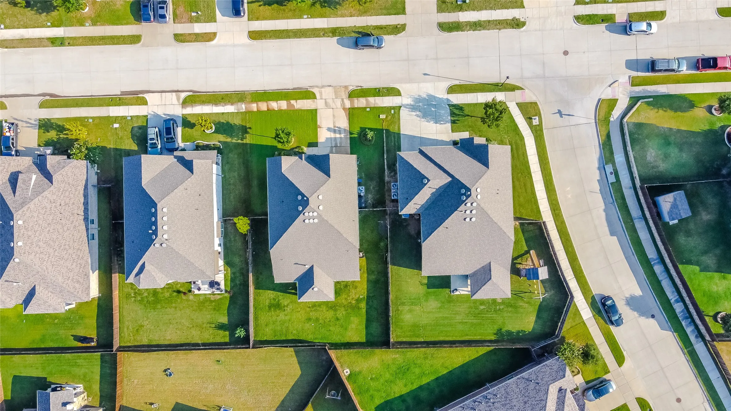 Aerial perspective of suburban area