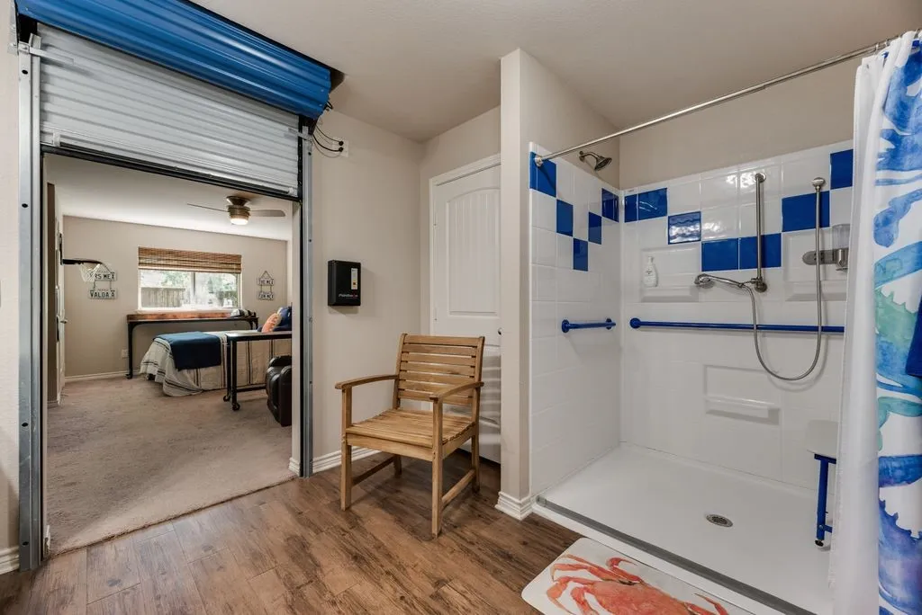 Walk in shower in handicap accessible bathroom
