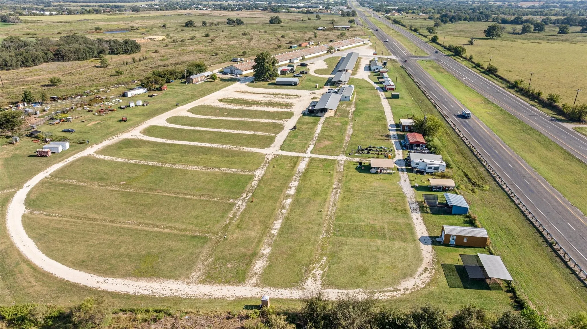 Aerial View of The Chicken House Antique Mall and Flea Market Property on 13.99 Acres