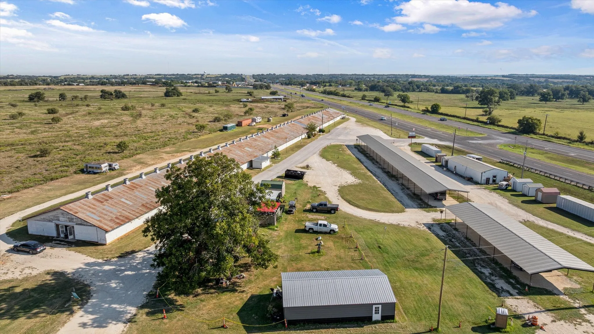 Aerial View of The Chicken House Antique Mall and Flea Market Property on 13.99 Acres
