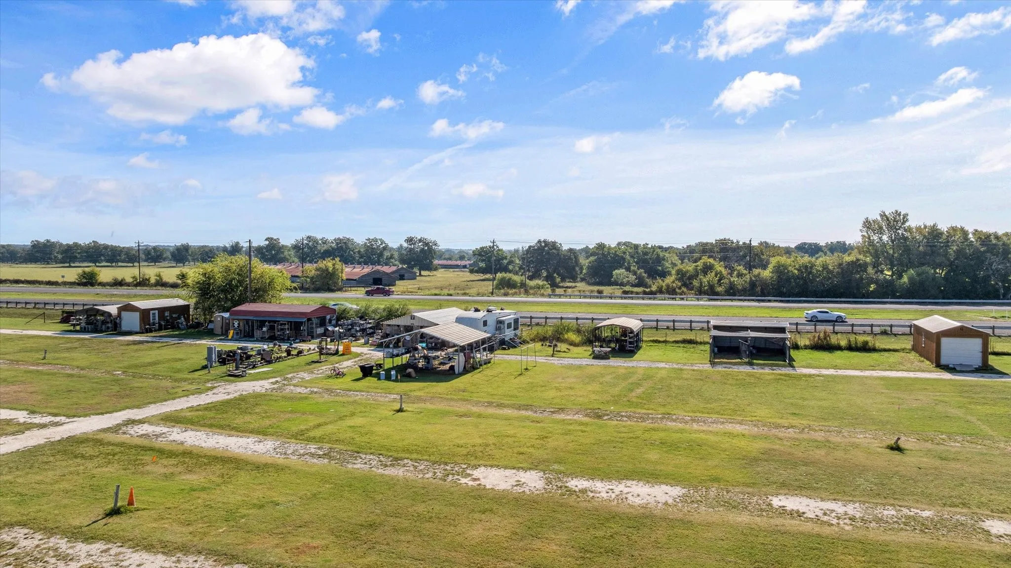 Aerial View of The Chicken House Antique Mall and Flea Market Property on 13.99 Acres
