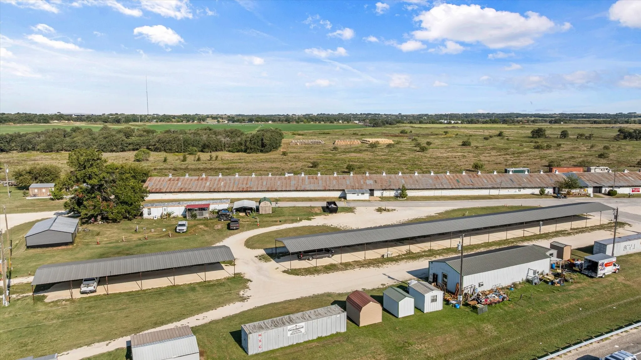 Aerial View of The Chicken House Antique Mall and Flea Market Property on 13.99 Acres