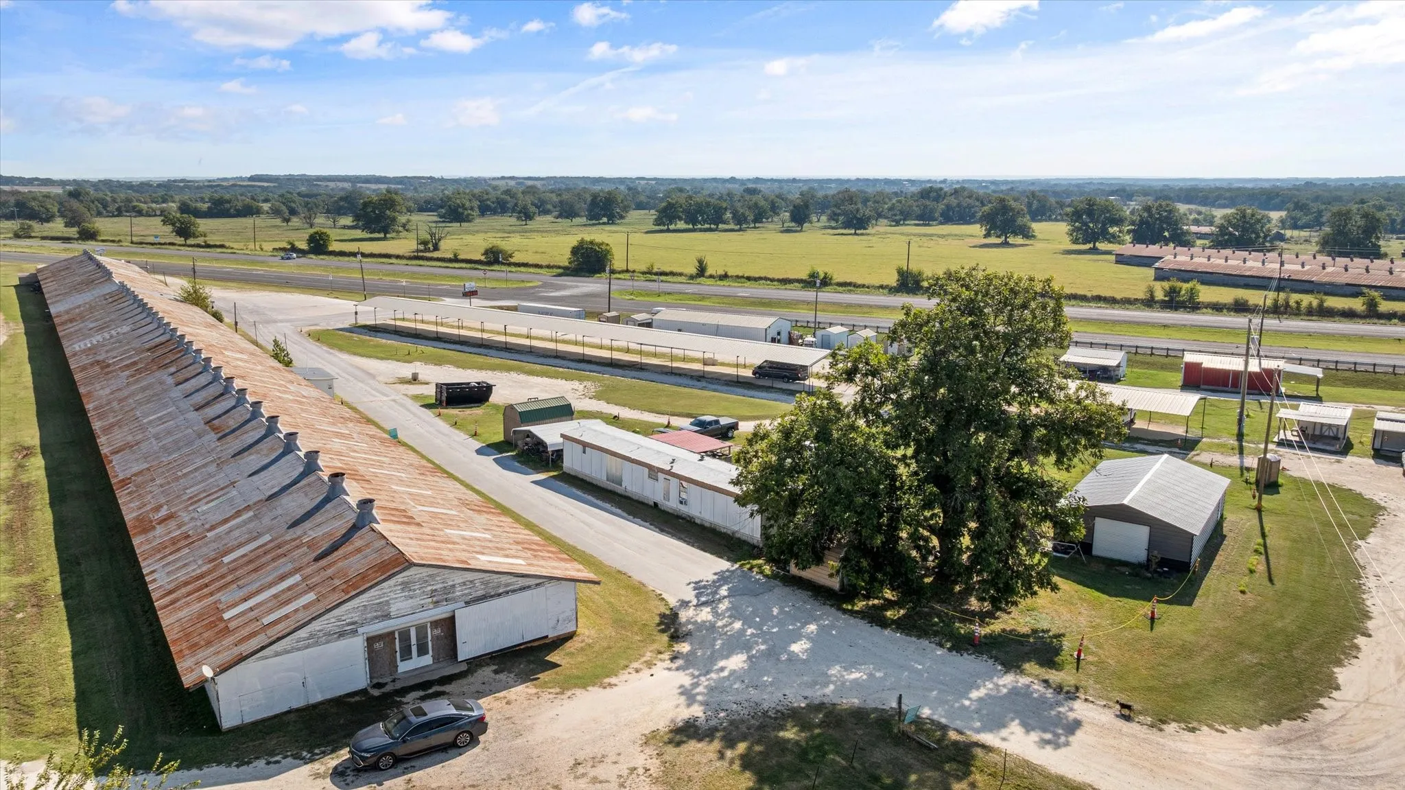 Aerial View of The Chicken House Antique Mall and Flea Market Property on 13.99 Acres