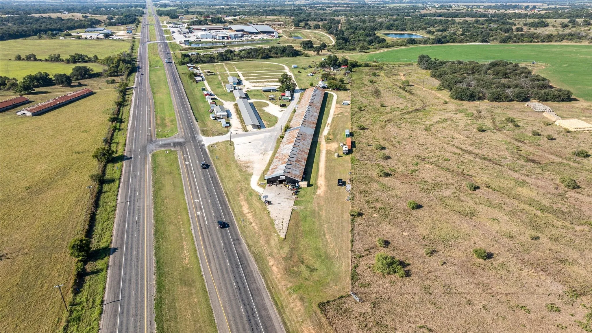 Aerial View of The Chicken House Antique Mall and Flea Market Property on 13.99 Acres