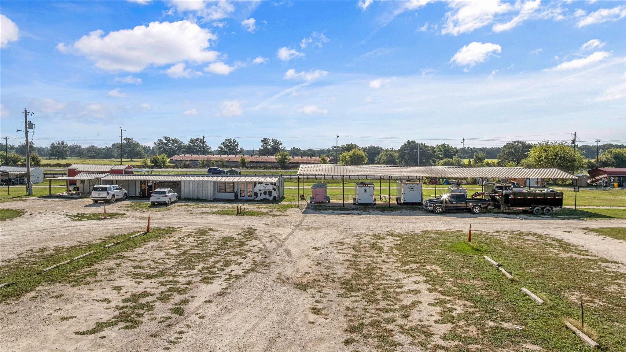 Aerial View of The Chicken House Antique Mall and Flea Market Property on 13.99 Acres