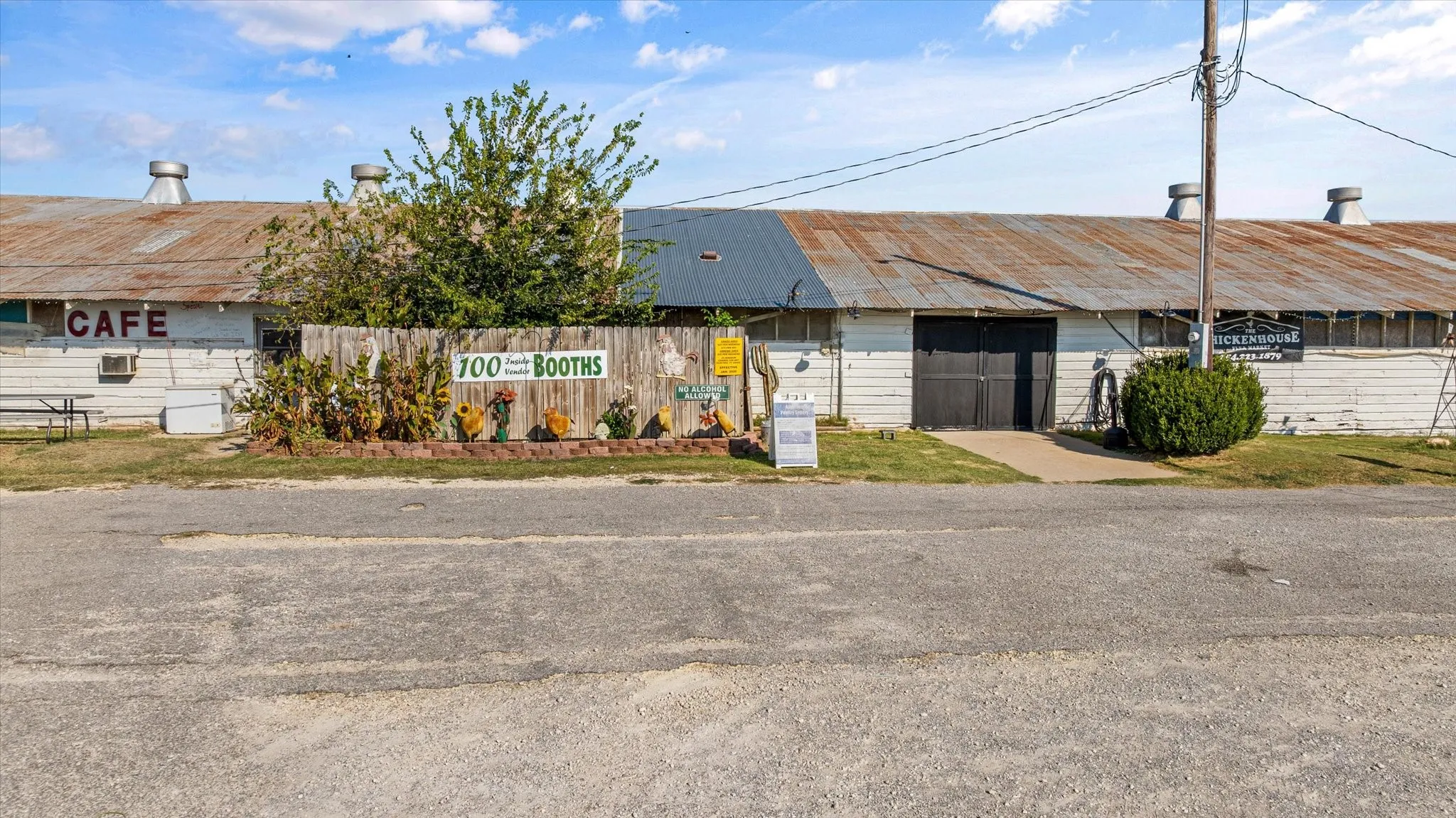 Aerial View of The Chicken House Antique Mall and Flea Market Property on 13.99 Acres