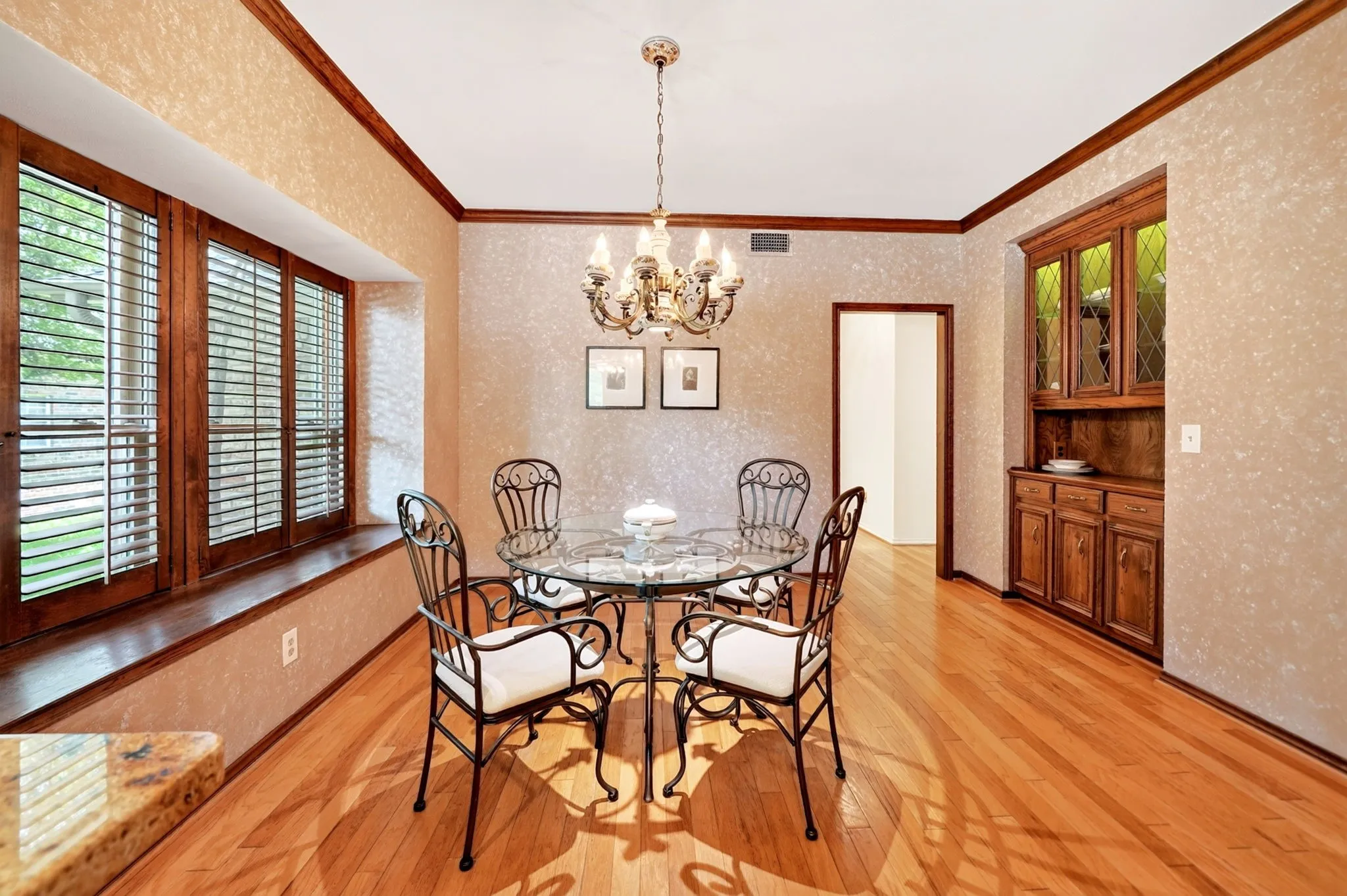 eat in kitchen area with built in