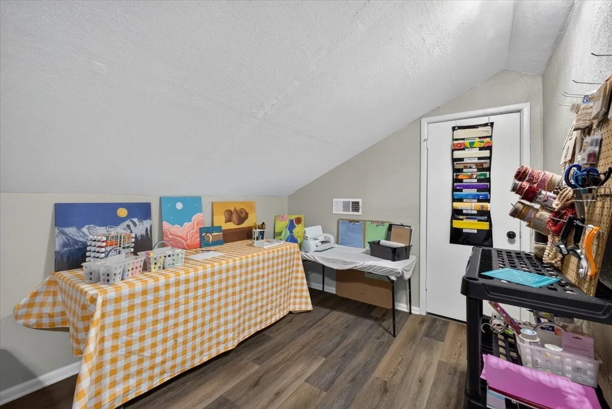 Upstairs bonus area with room for hobbies, projects, or storage