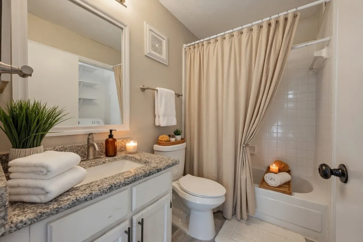 virtually staged bathroom off study or Bdrm 2
