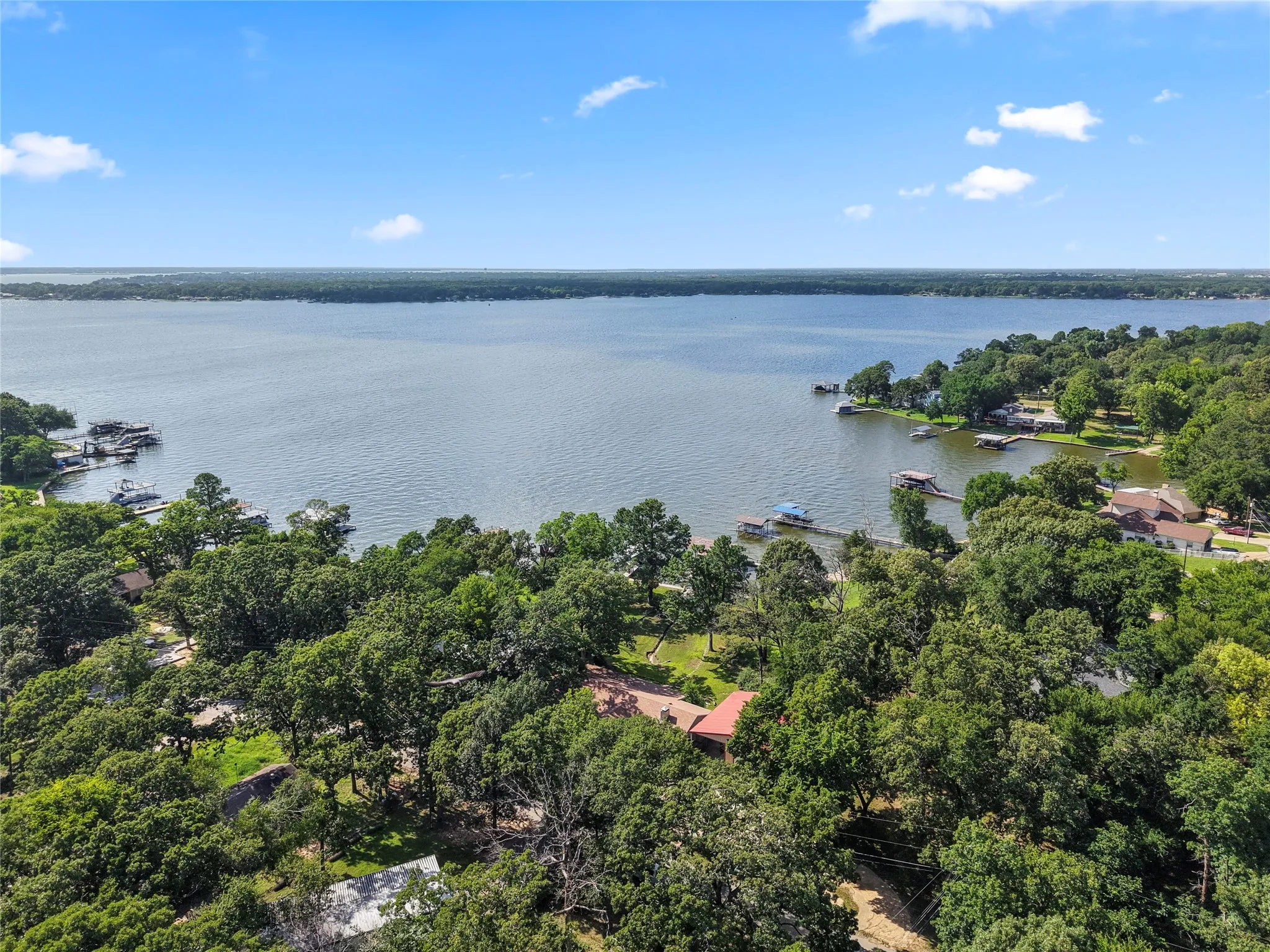 Expansive water body with surrounding treeline