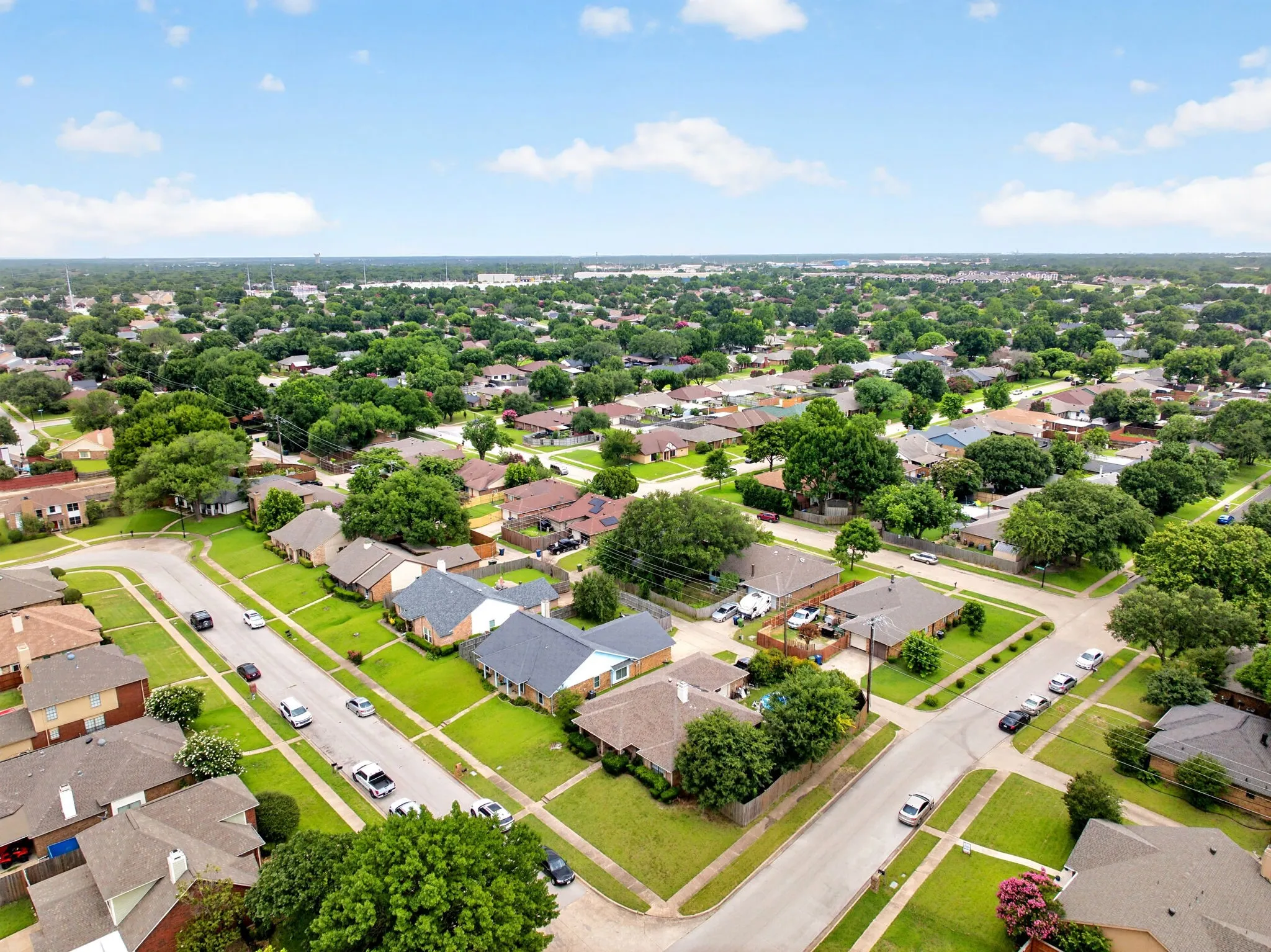 Aerial view from corner of Princewood Drive and Kimberly Drive.