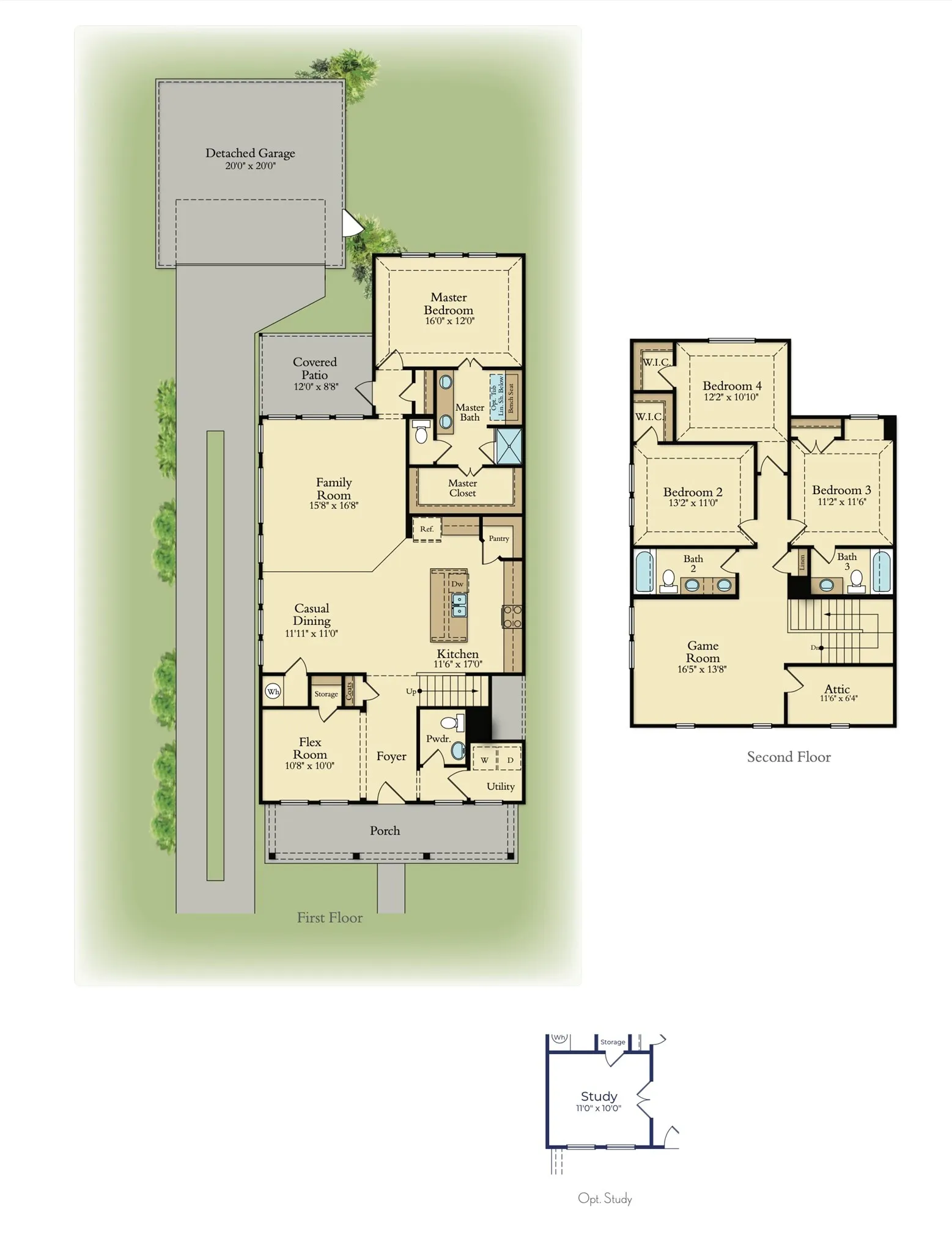 With wonderful entertaining space, a private home office and spacious bedrooms, the entire family will love our 3204 floor plan!