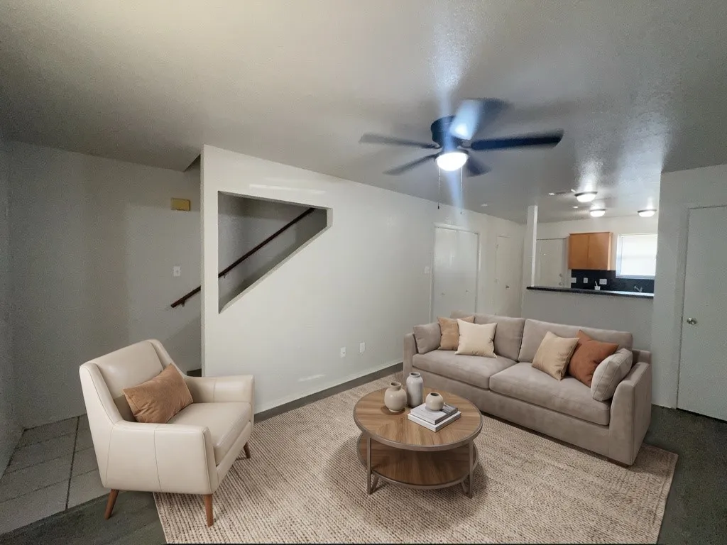 Virtually staged. Furniture and decor are not included.