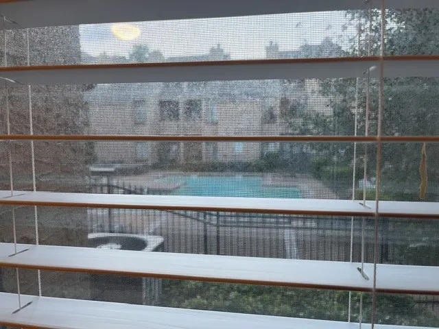view of pool from window