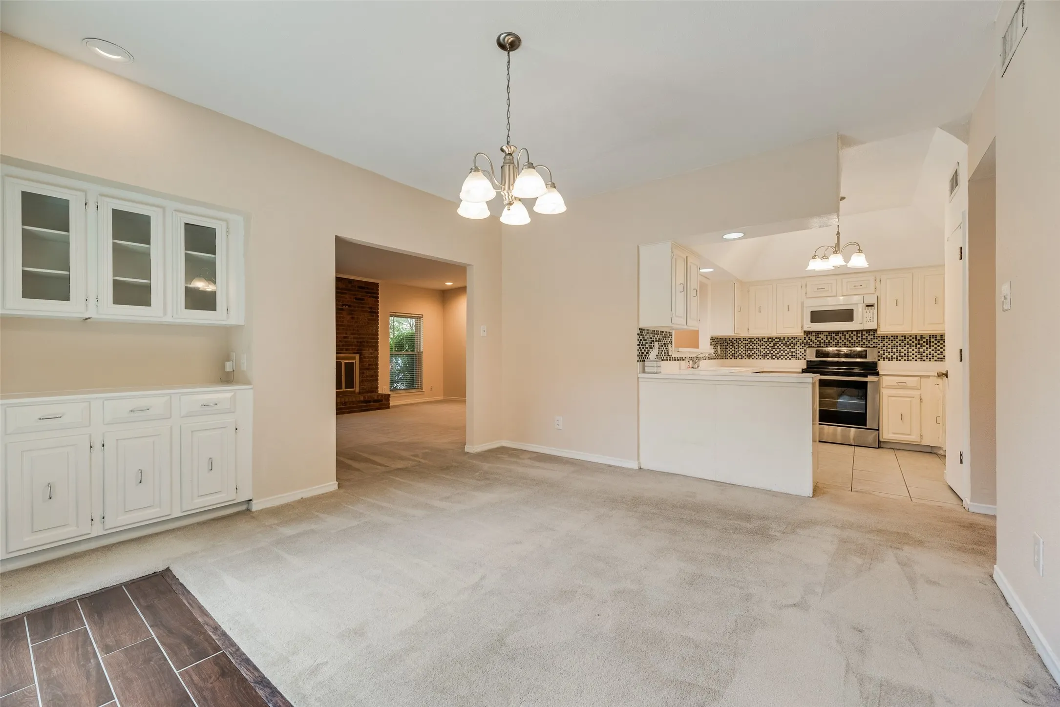 Oversized dining room with built-in cabinetry
