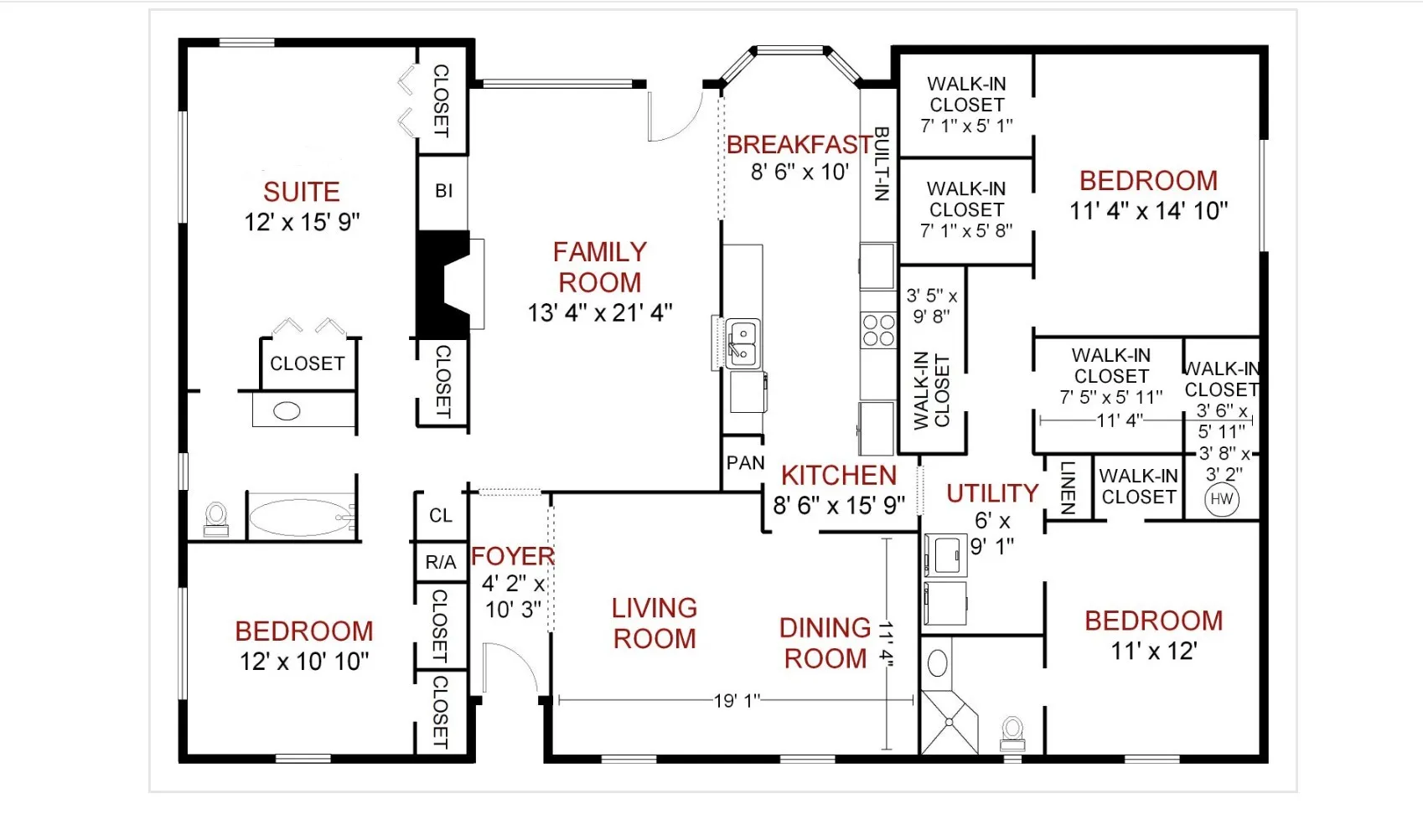Floorplan + 2257 Square Feet, 4 bed / 2 living areas and abundant closet space.
See photos for attached covered parking.
