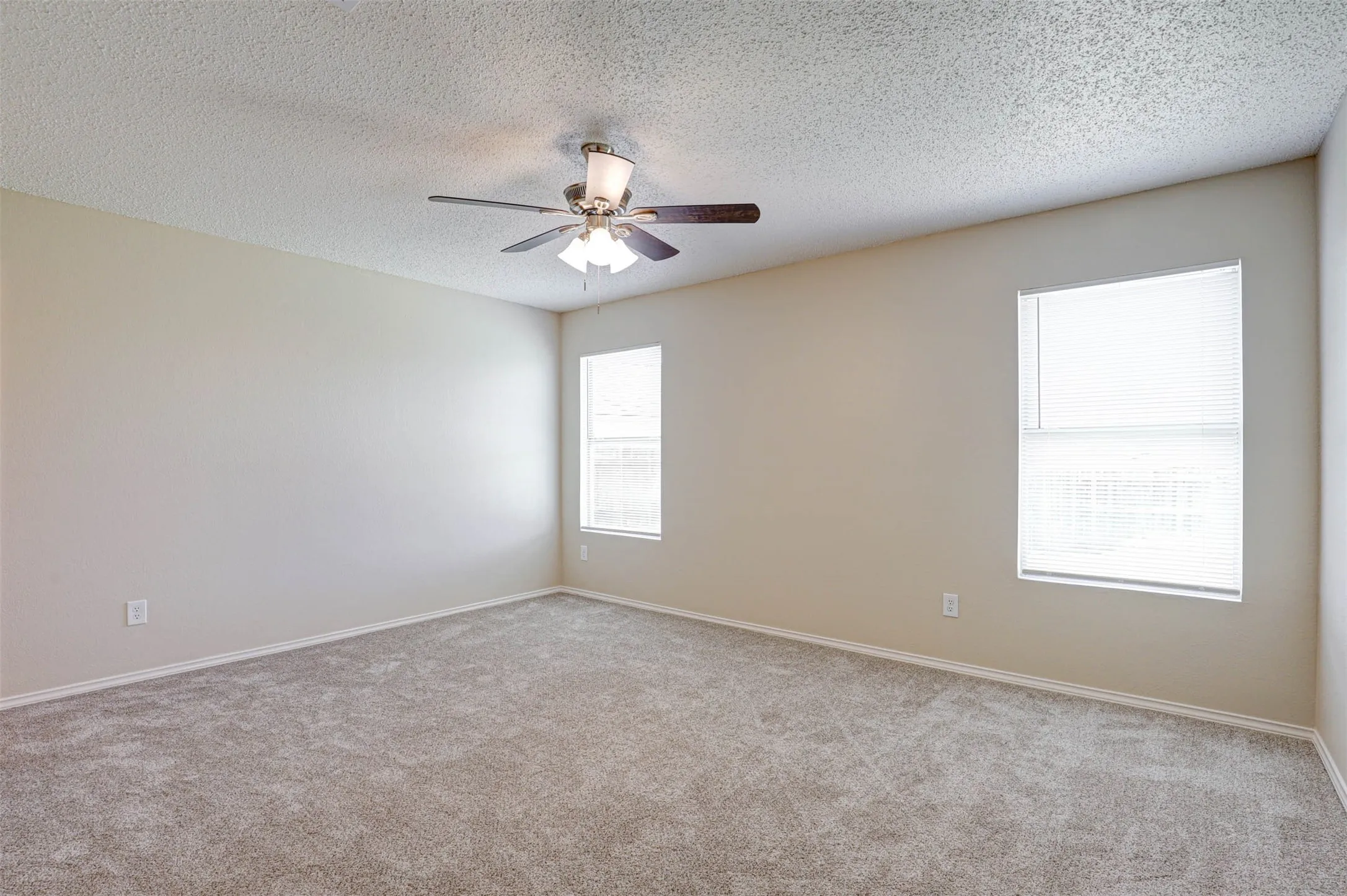 Very nice sized primary bedroom with a lot of light and several ways to arrange furniture