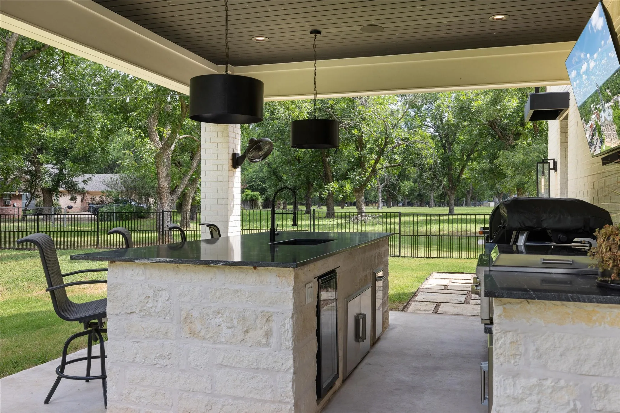 Outdoor kitchen with built in Traeger grill