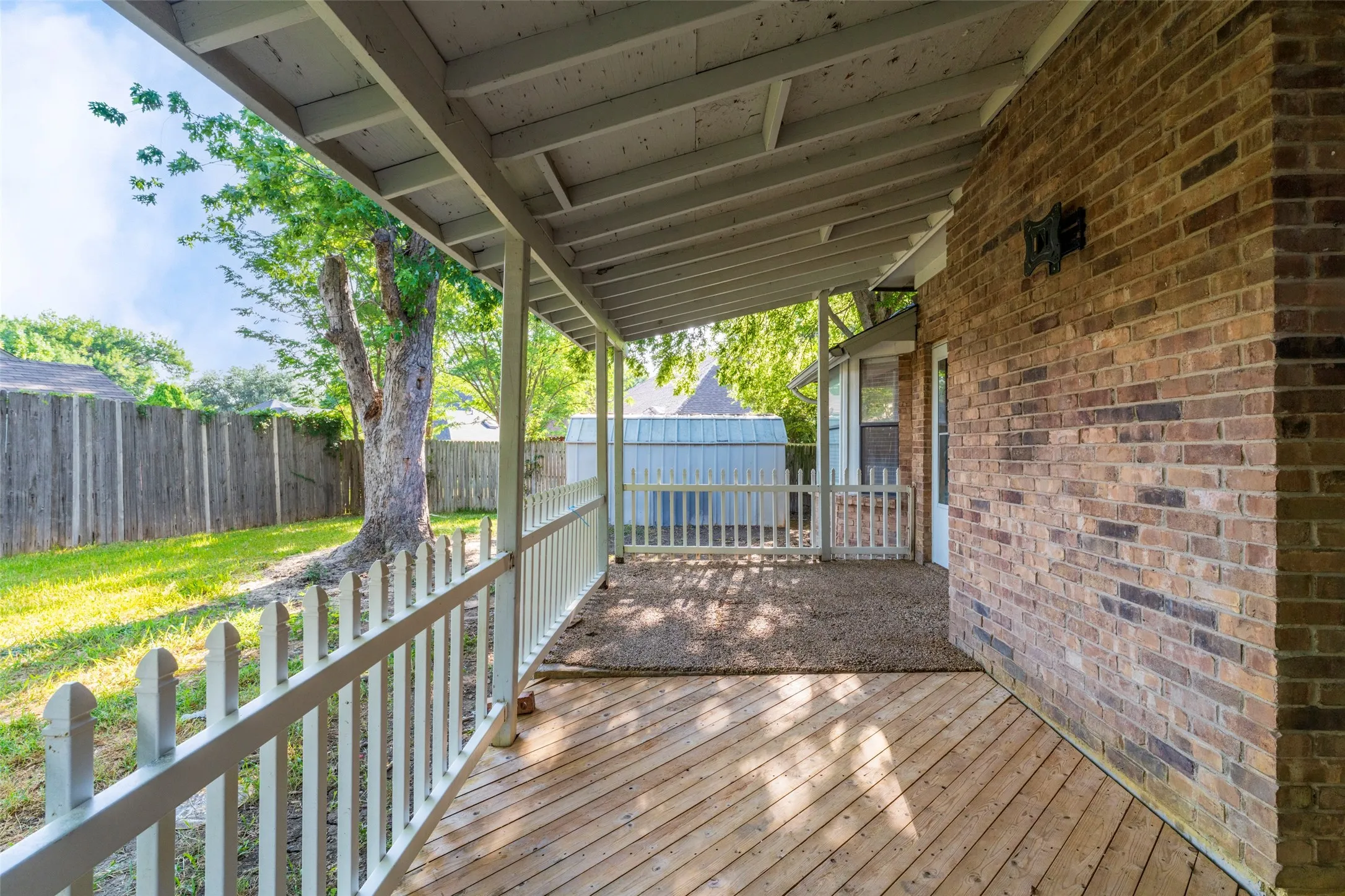 Huge covered porch backyard
