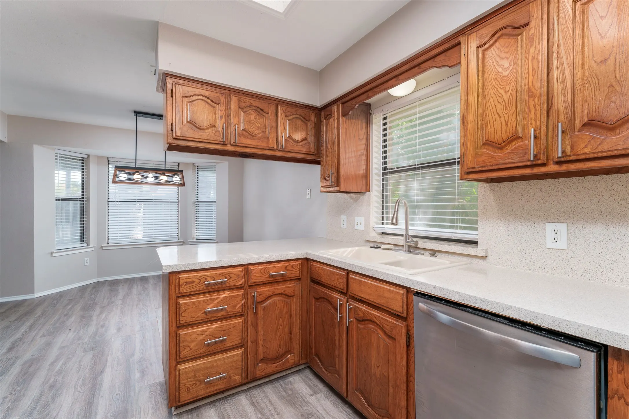 Peninsula off kitchen for extra seating
