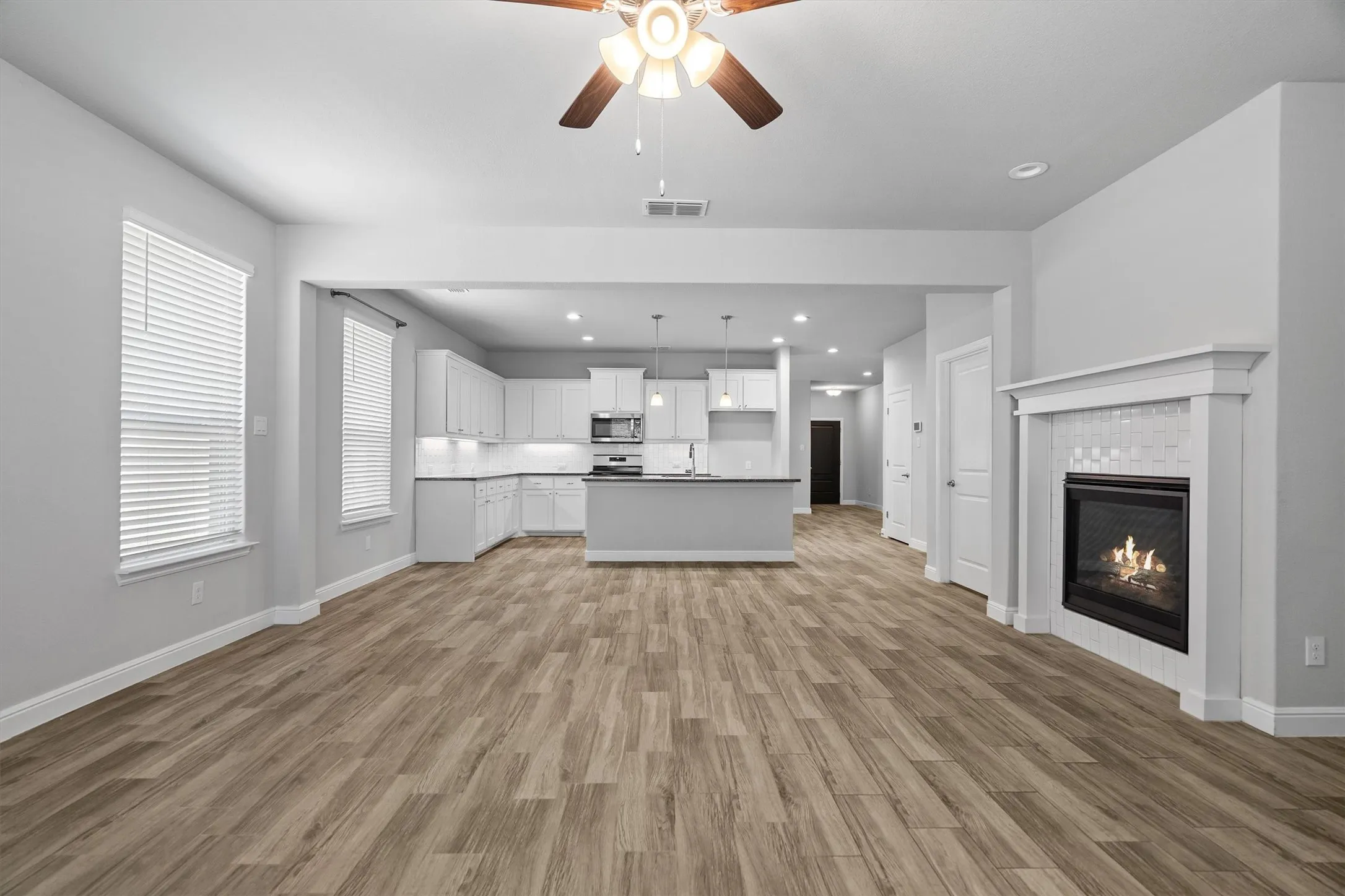Full view of living to kitchen