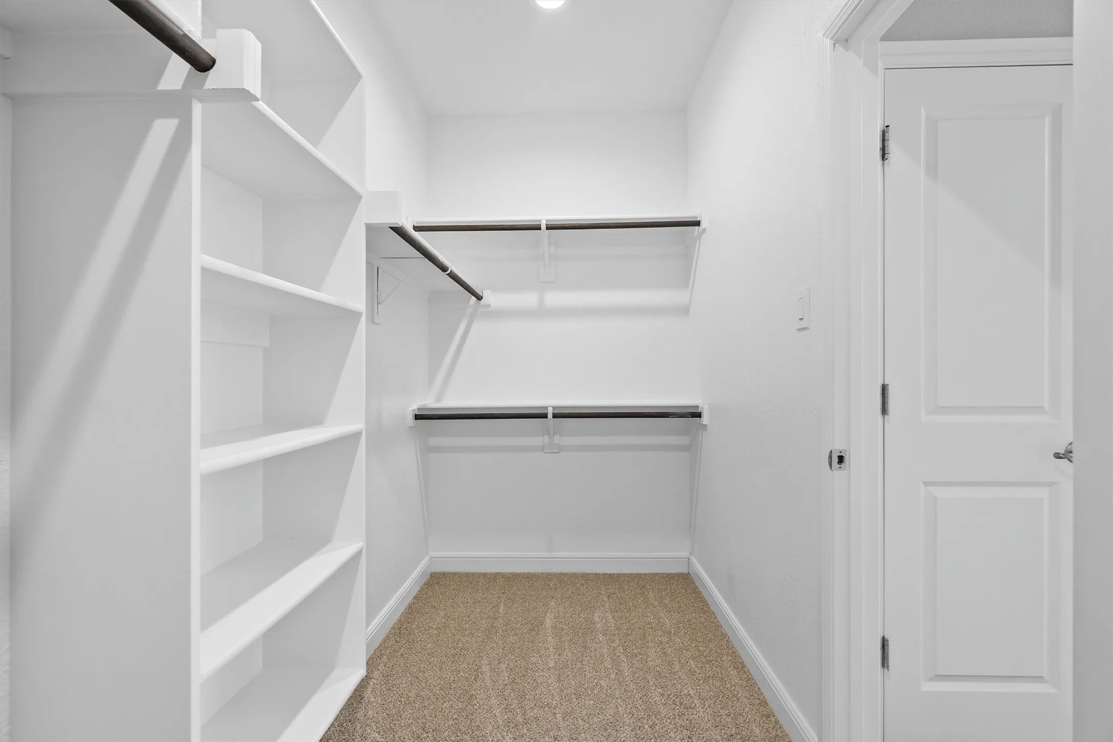 Primary closet with shelving