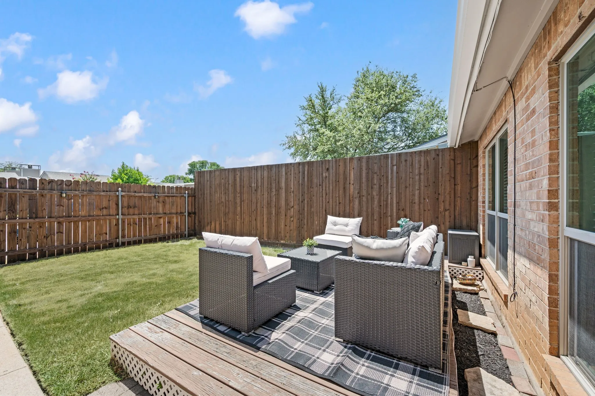Deck includes patio furniture
