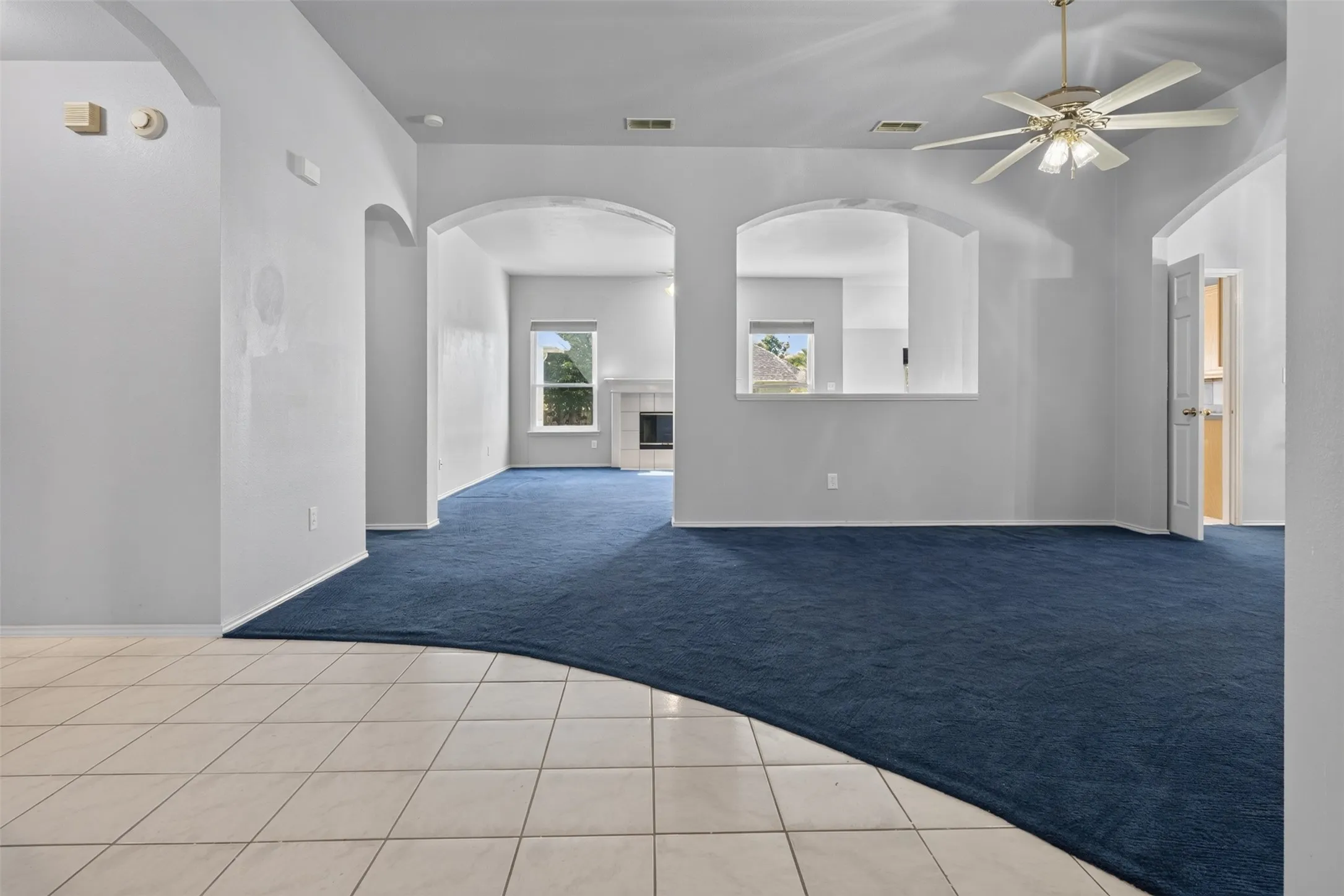 Entry, living, and family  rooms