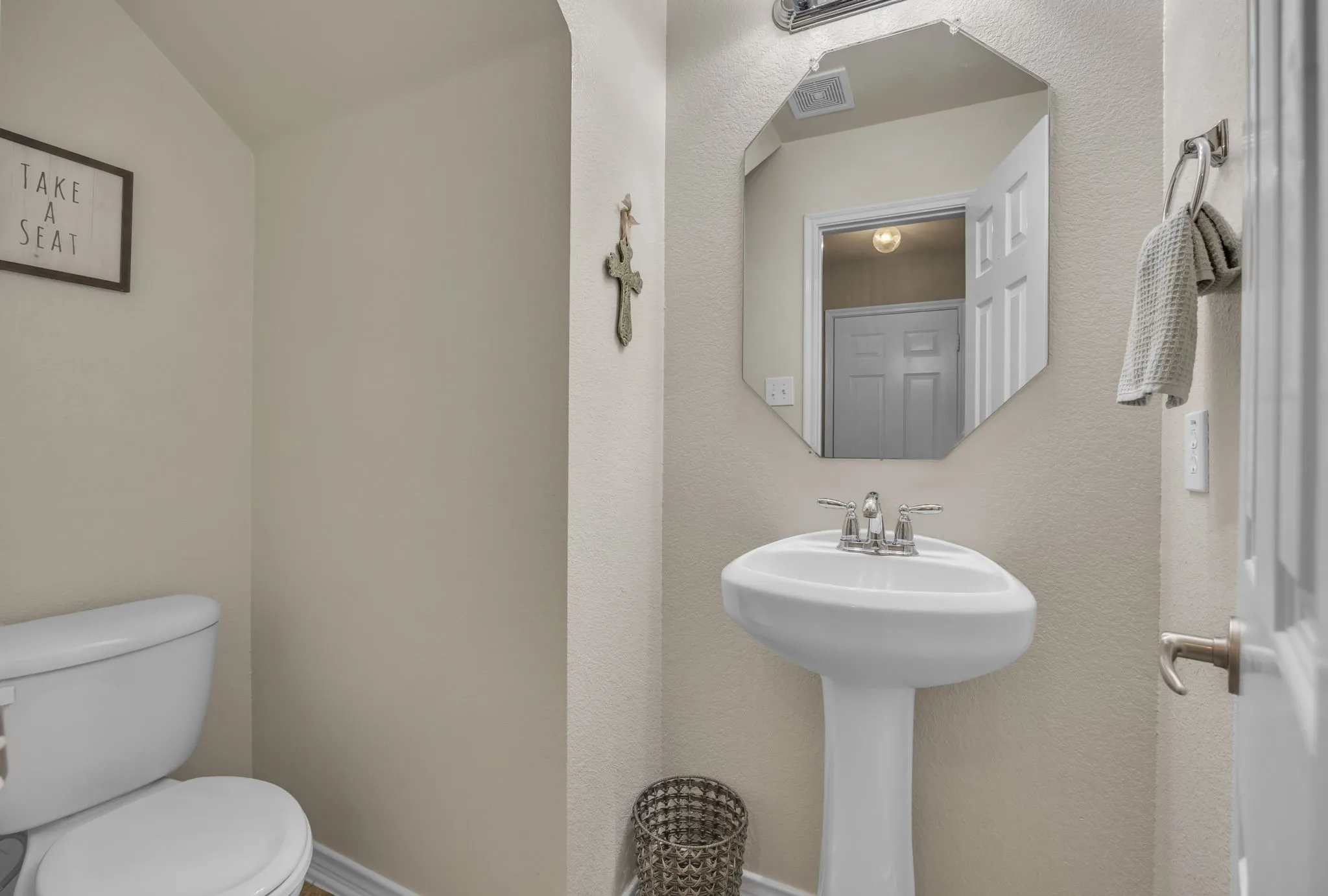 Powder bathroom located on the main level.