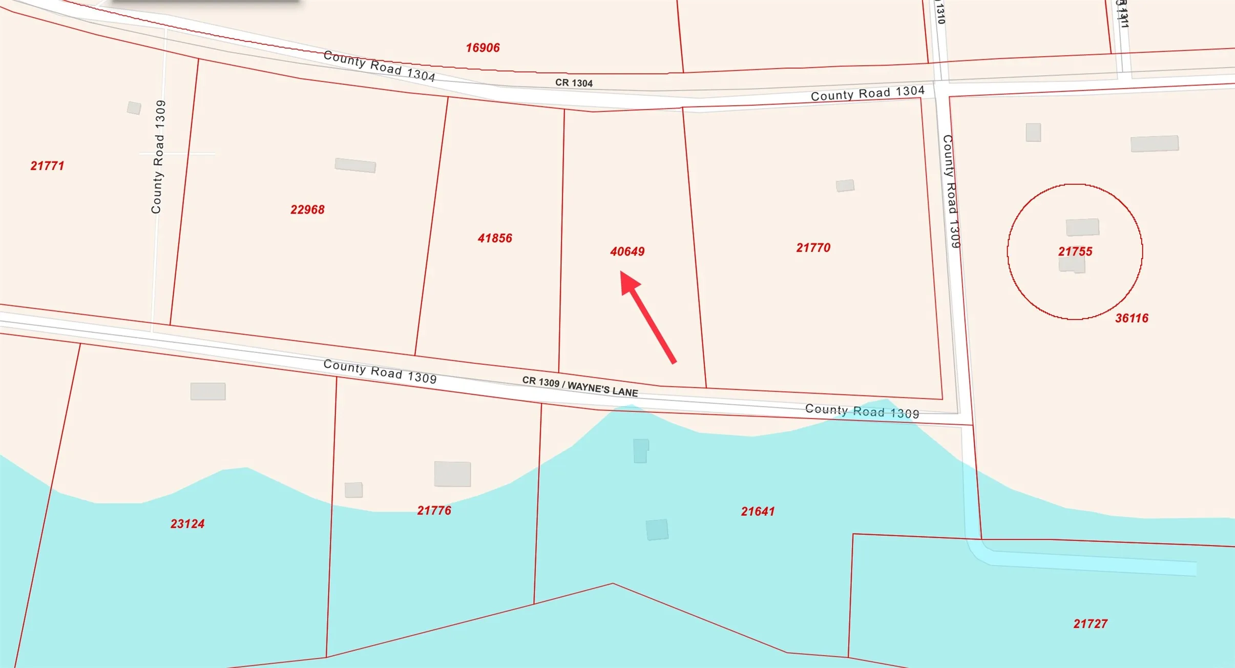 Plat Map. Illustrating property divisions and identifying parcel 40649