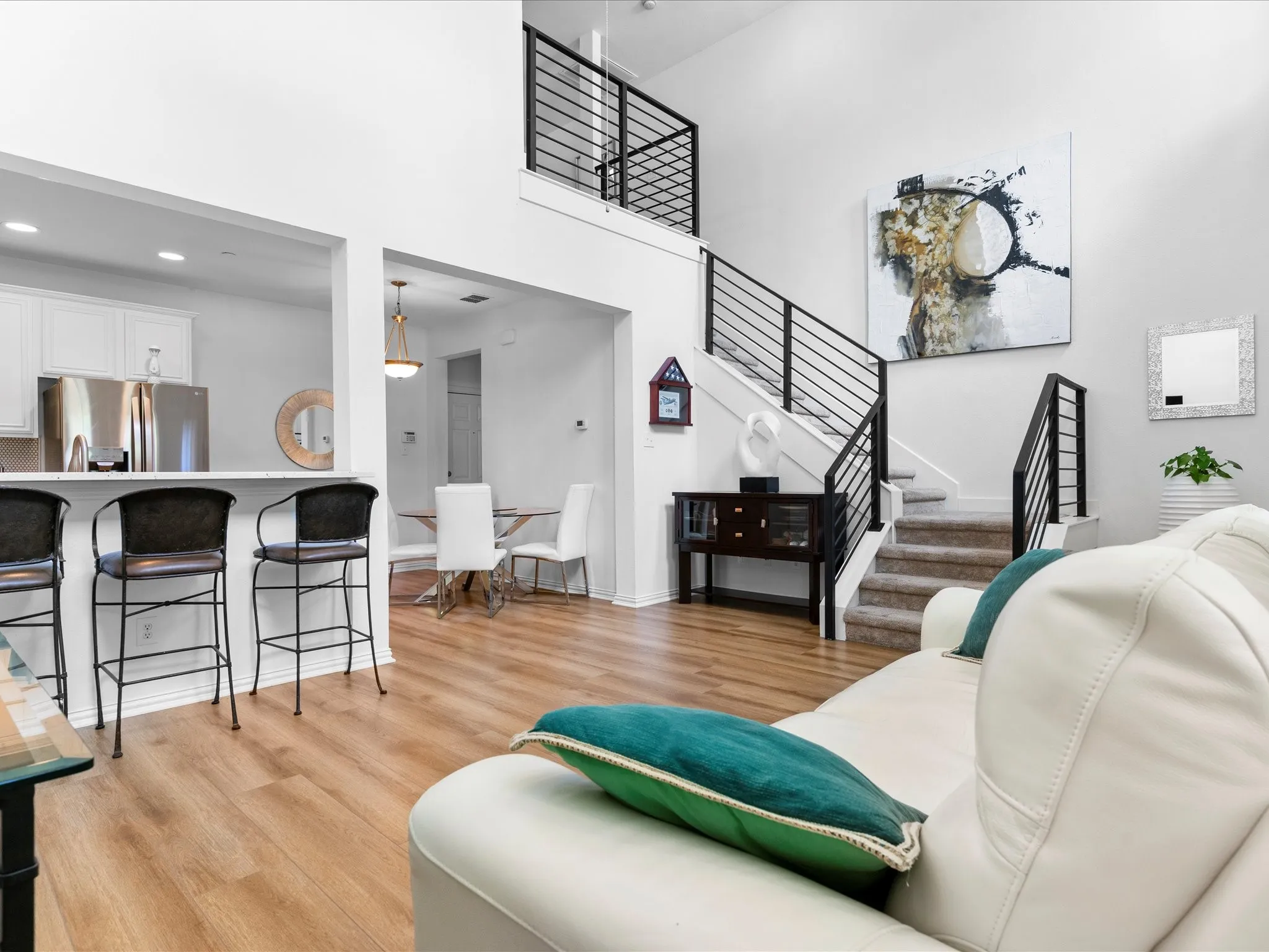 Spacious Living Room with 20' soaring ceilings