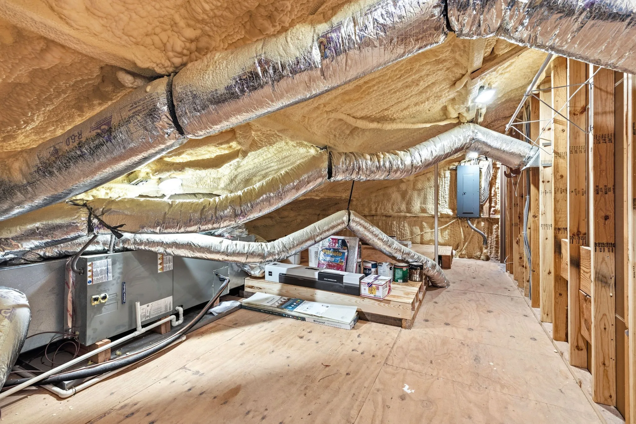 Fully decked attic offers generous extra storage space, plus easy, convenient access to the air handler for maintenance - practical bonus space you won't find in every home.