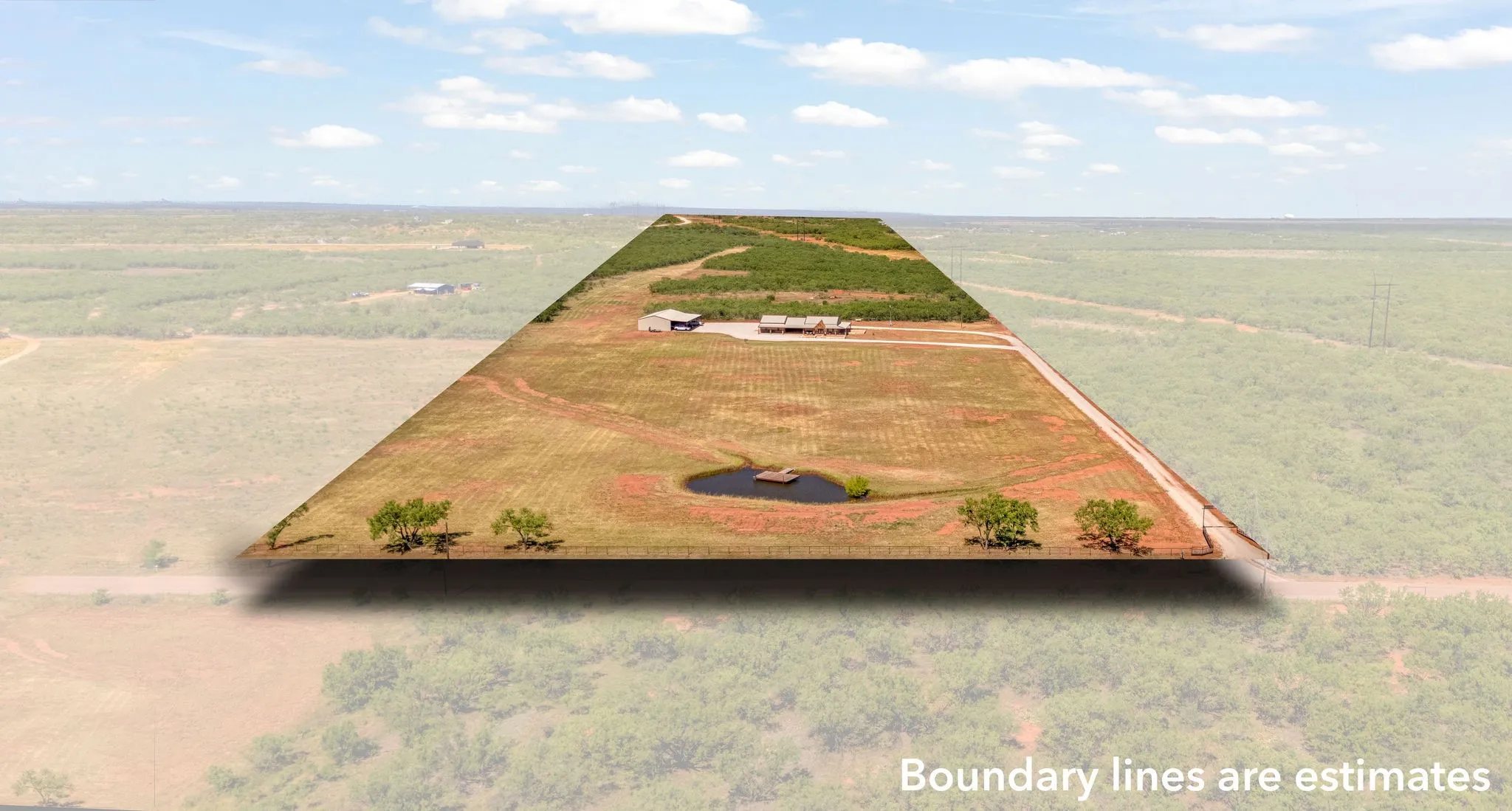 Aerial view gives an estimation of the size of the property.