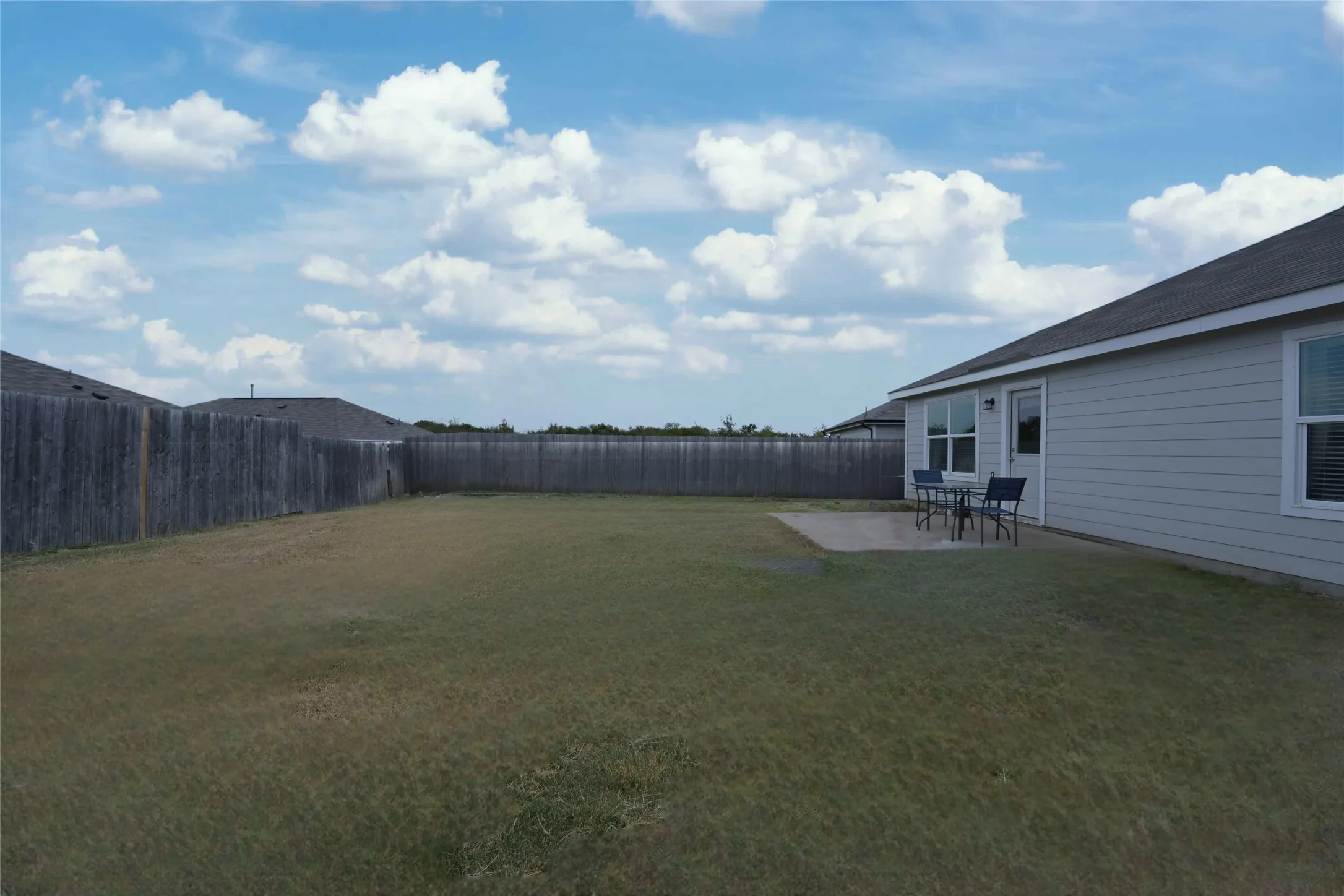 Large fenced backyard