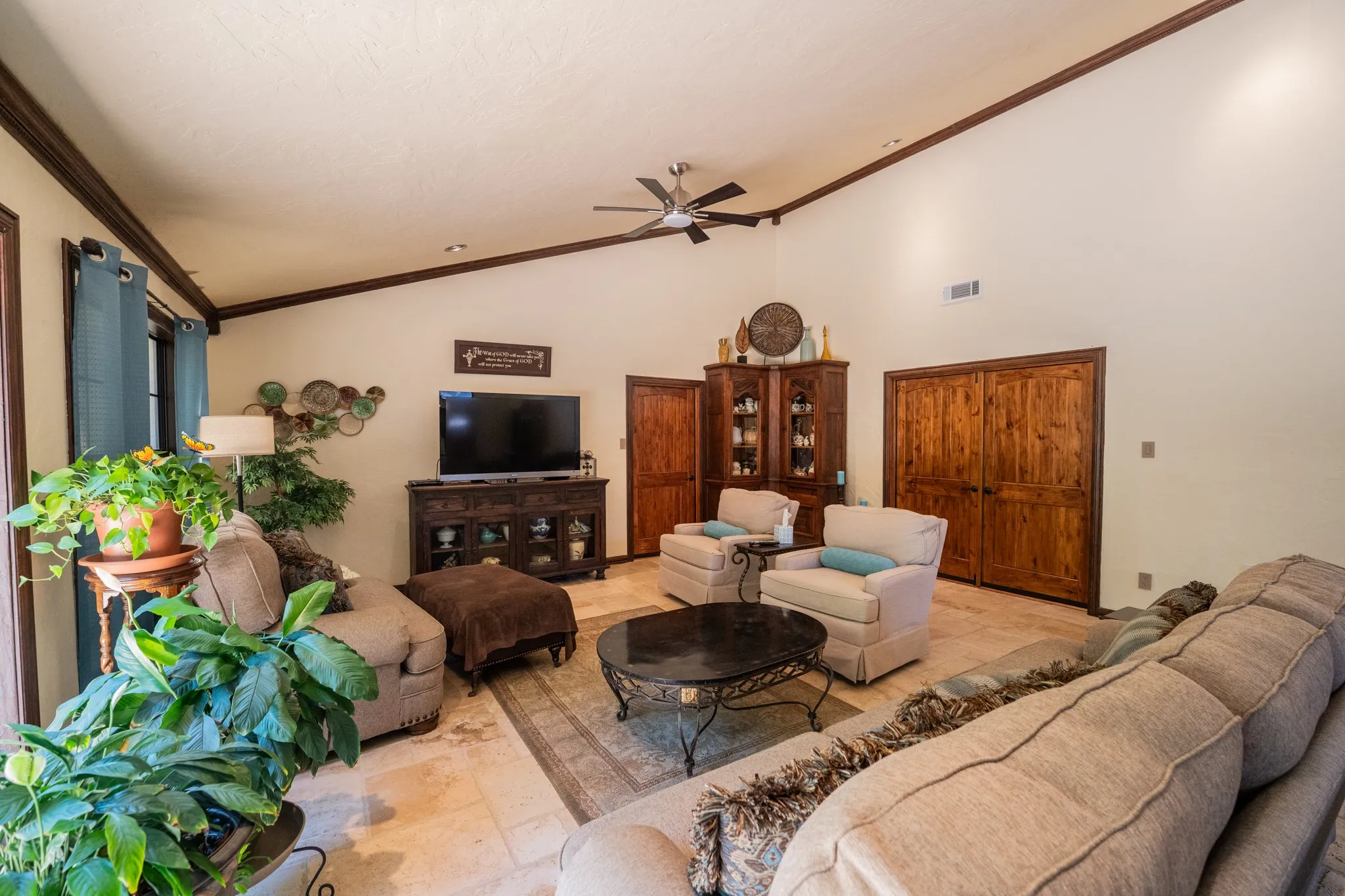 Double doors lead to garage, single door leads to shop area of garage, formerly 2nd bedroom.