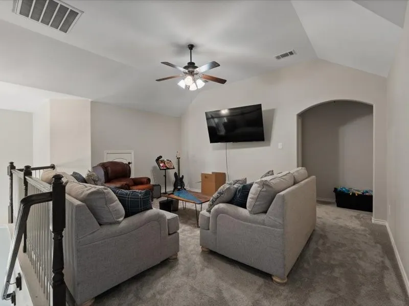 Upstairs offers addtional living space